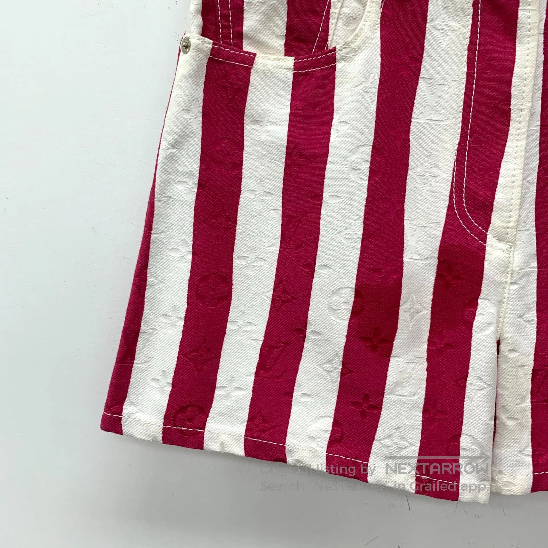 Louis Vuitton Louis Vuitton Red Striped Logo Imprinted Elastic Waist Cas Size 35" - 4 Thumbnail