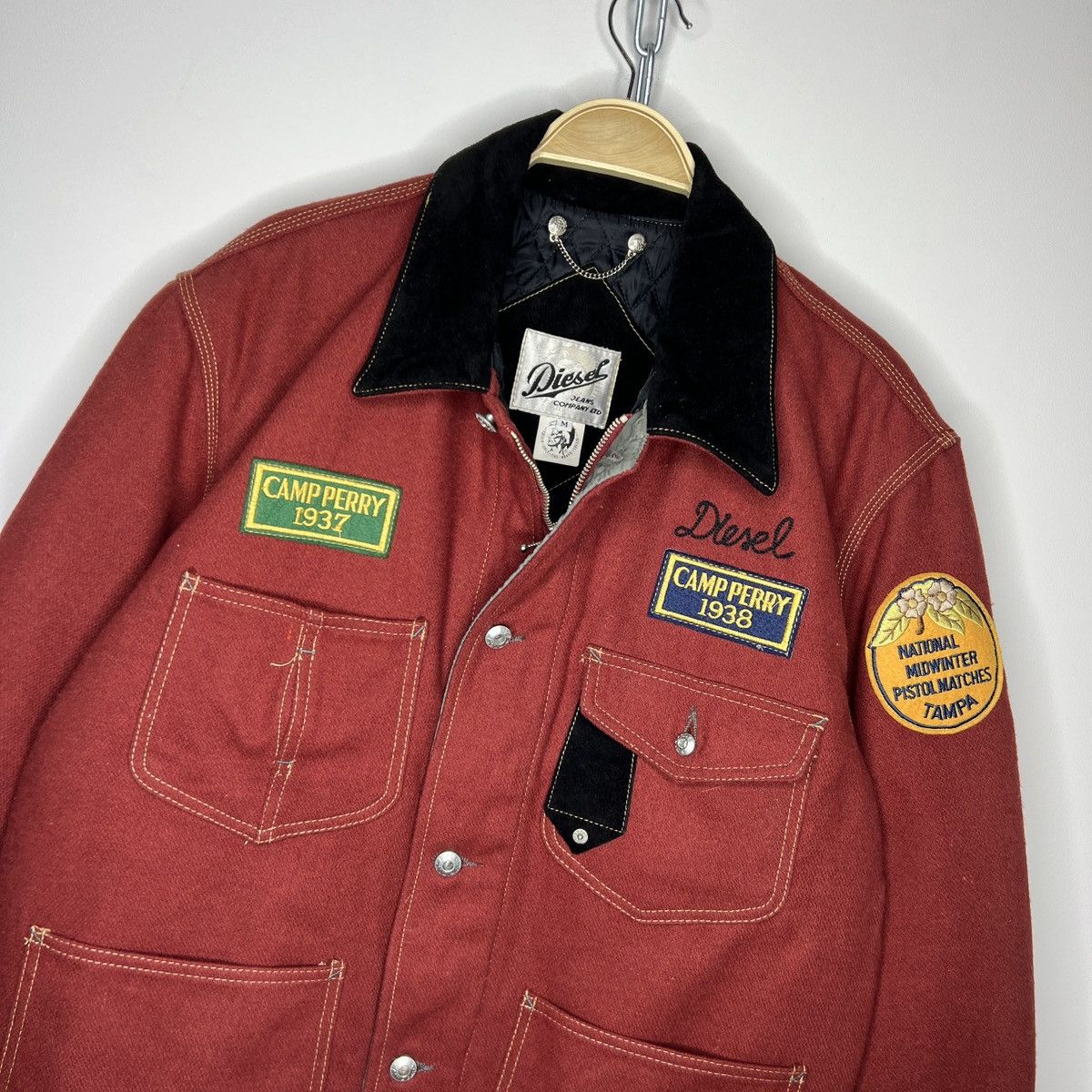 Diesel × Vintage Vintage Diesel Wool Jacket Coat Rare 90s Red Size US M / EU 48-50 / 2 - 4 Thumbnail