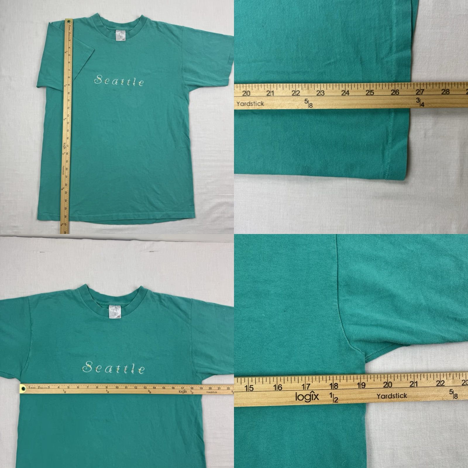 Delta VINTAGE Seattle Shirt Adult Large Blue Flower Embroidery 90s Delta Mens T-Shirt Size US L / EU 52-54 / 3 - 8 Thumbnail