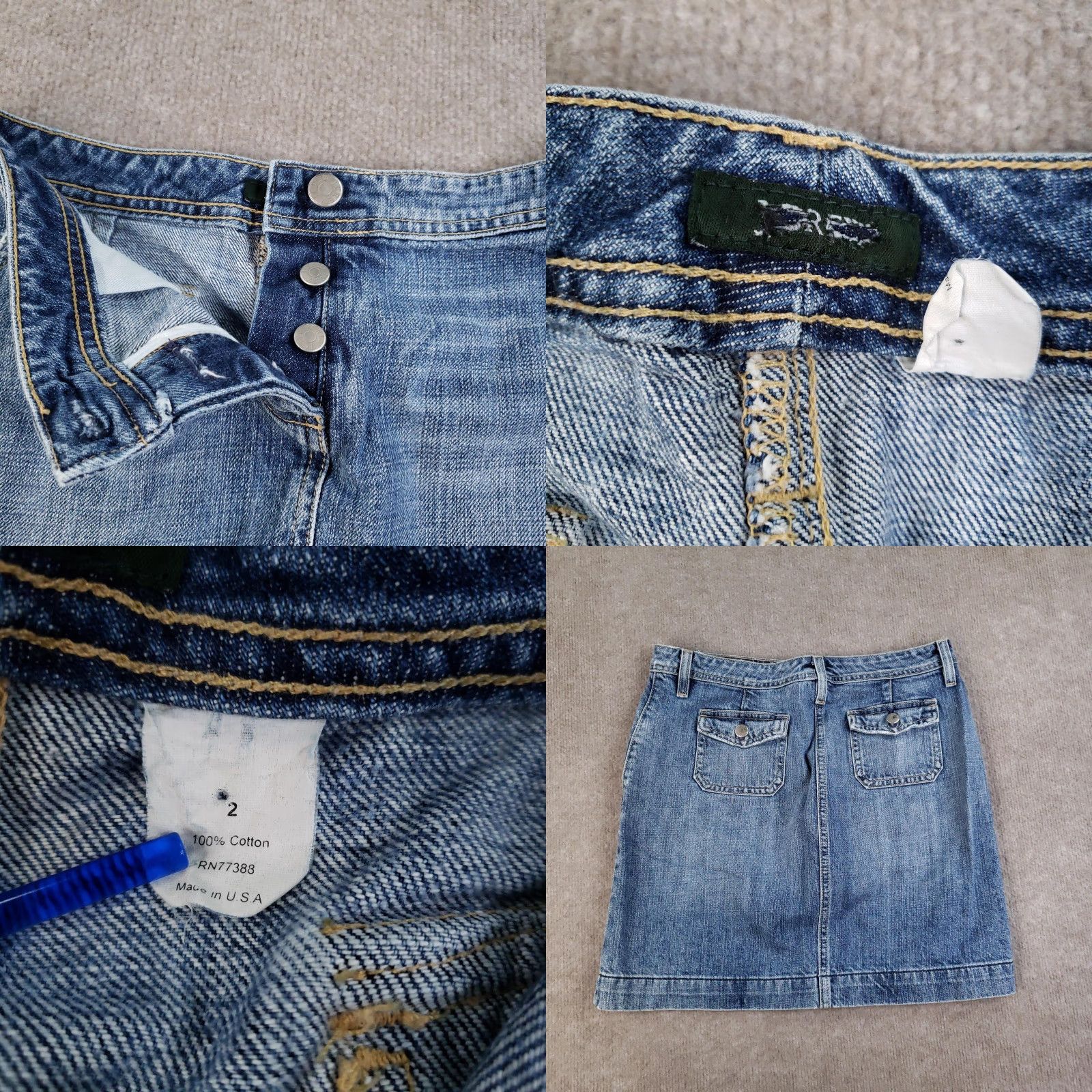 J.Crew J.Crew Women's Denim Mini Skirt Size 2 Blue Casual Casualwear Pockets Made in USA Size 26" / US 2 / IT 38 - 8 Thumbnail