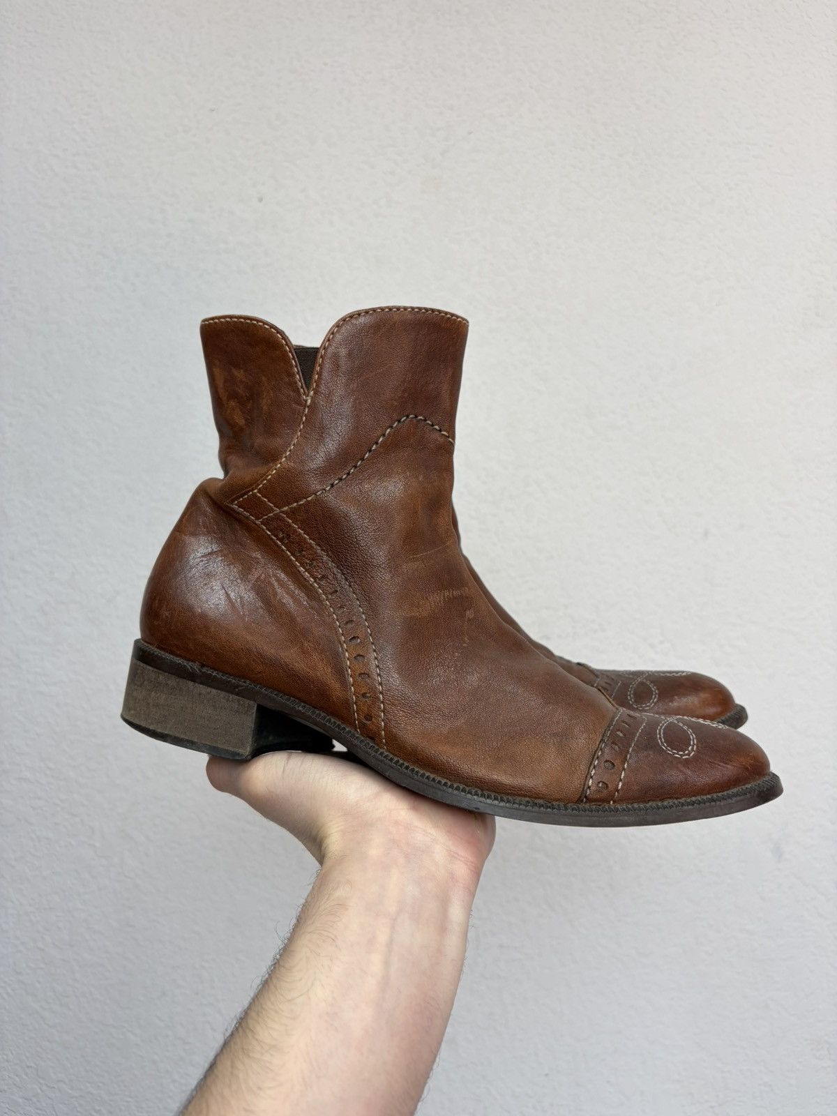 If Six Was Nine Vintage Y2K Guidi CCP Style Distressed Leather Biker Boots Size US 7 / EU 40 - 11 Thumbnail