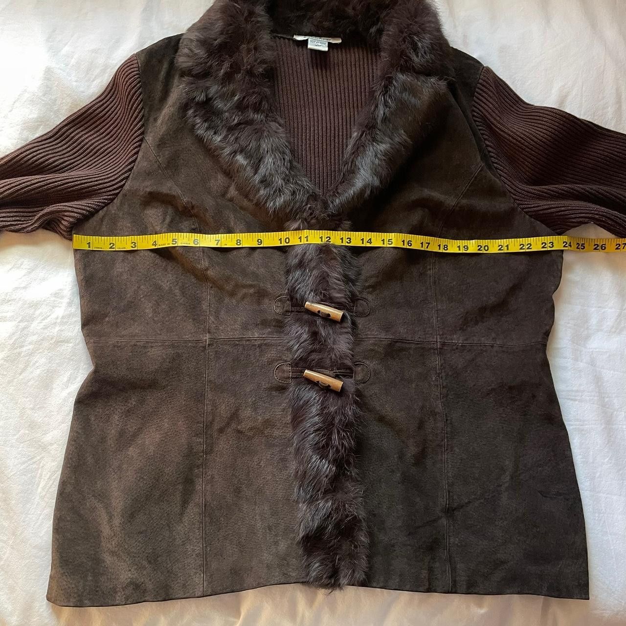 Vintage Brown Leather and Rabbit Fur Jacket Size XL / US 12-14 / IT 48-50 - 6 Thumbnail
