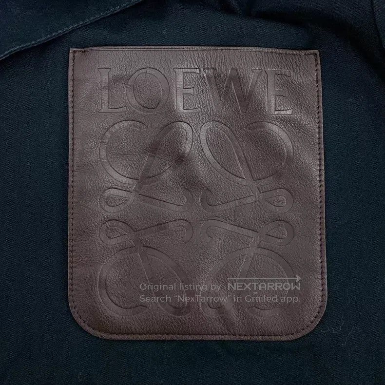 Loewe Loewe Olive Green Logo Leather Patch Embossed Cotton Hoode Size US M / EU 48-50 / 2 - 5 Thumbnail