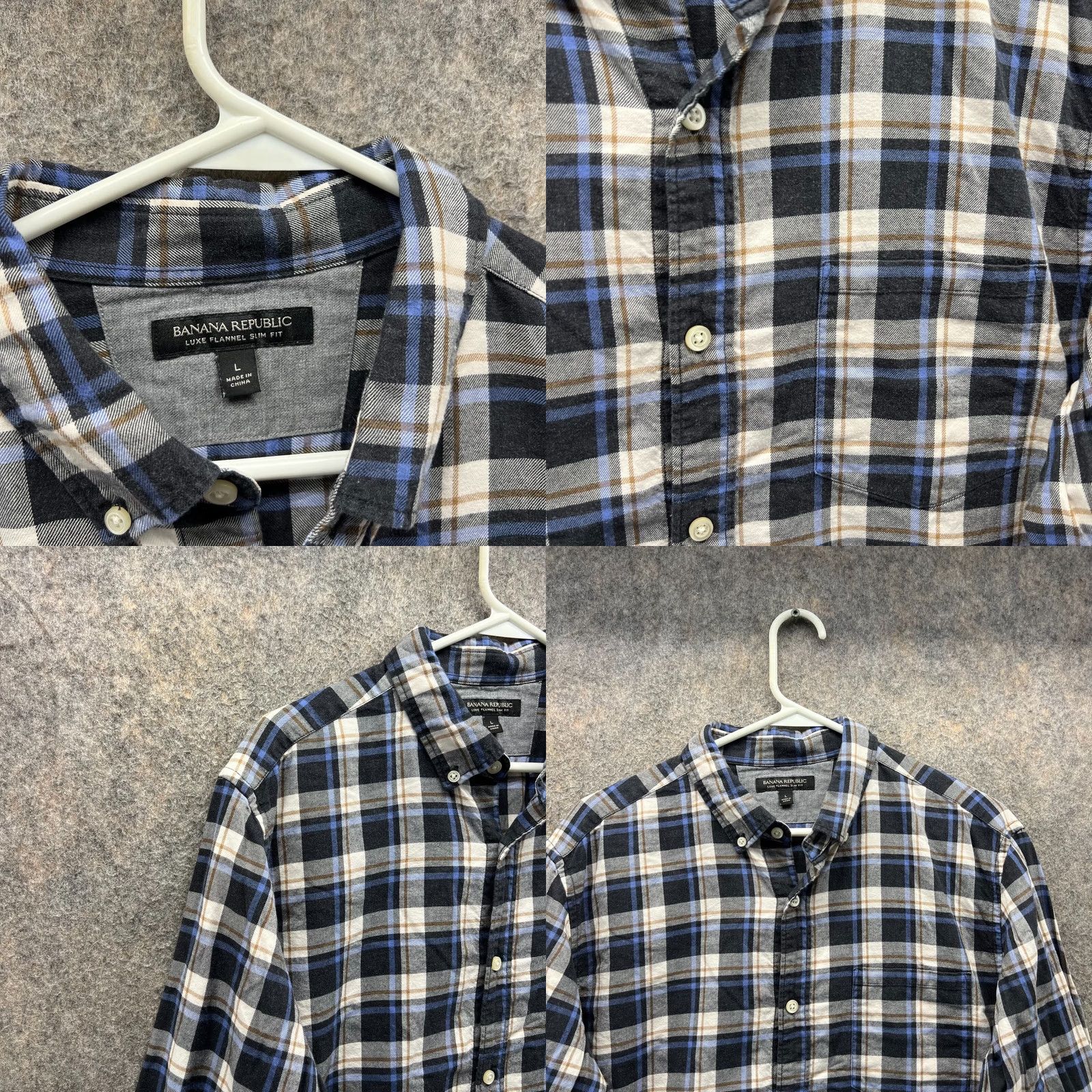 Banana Republic VINTAGE Banana Republic Shirt Men L Blue Button-Down Luxe Flannel Slim Fit Plaid Casual Workwear Size US L / EU 52-54 / 3 - 8 Thumbnail