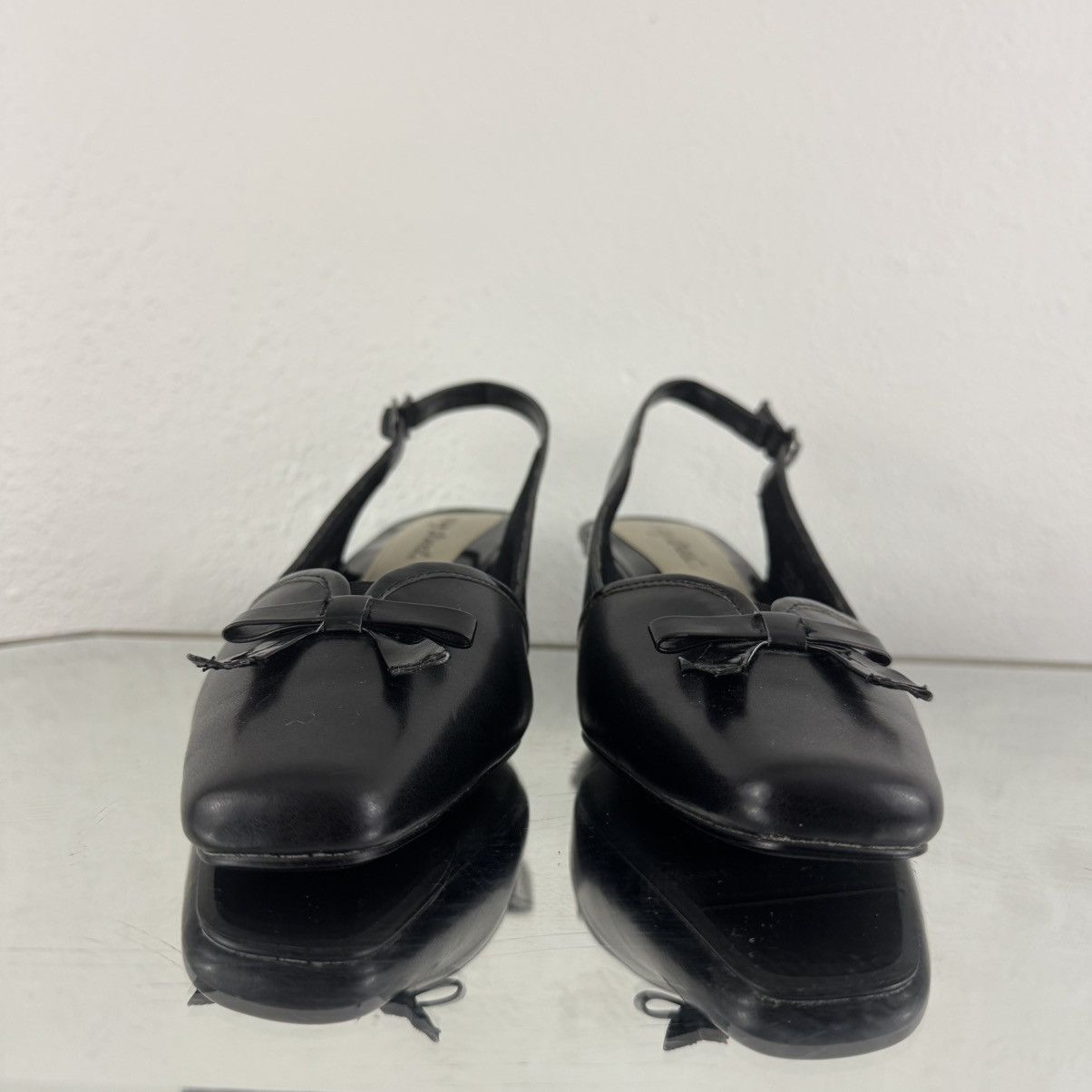 Other EASY STREET Y2K Black Faux Leather Edgy Bow Kitten Heels Size US 9 / IT 39 - 7 Thumbnail