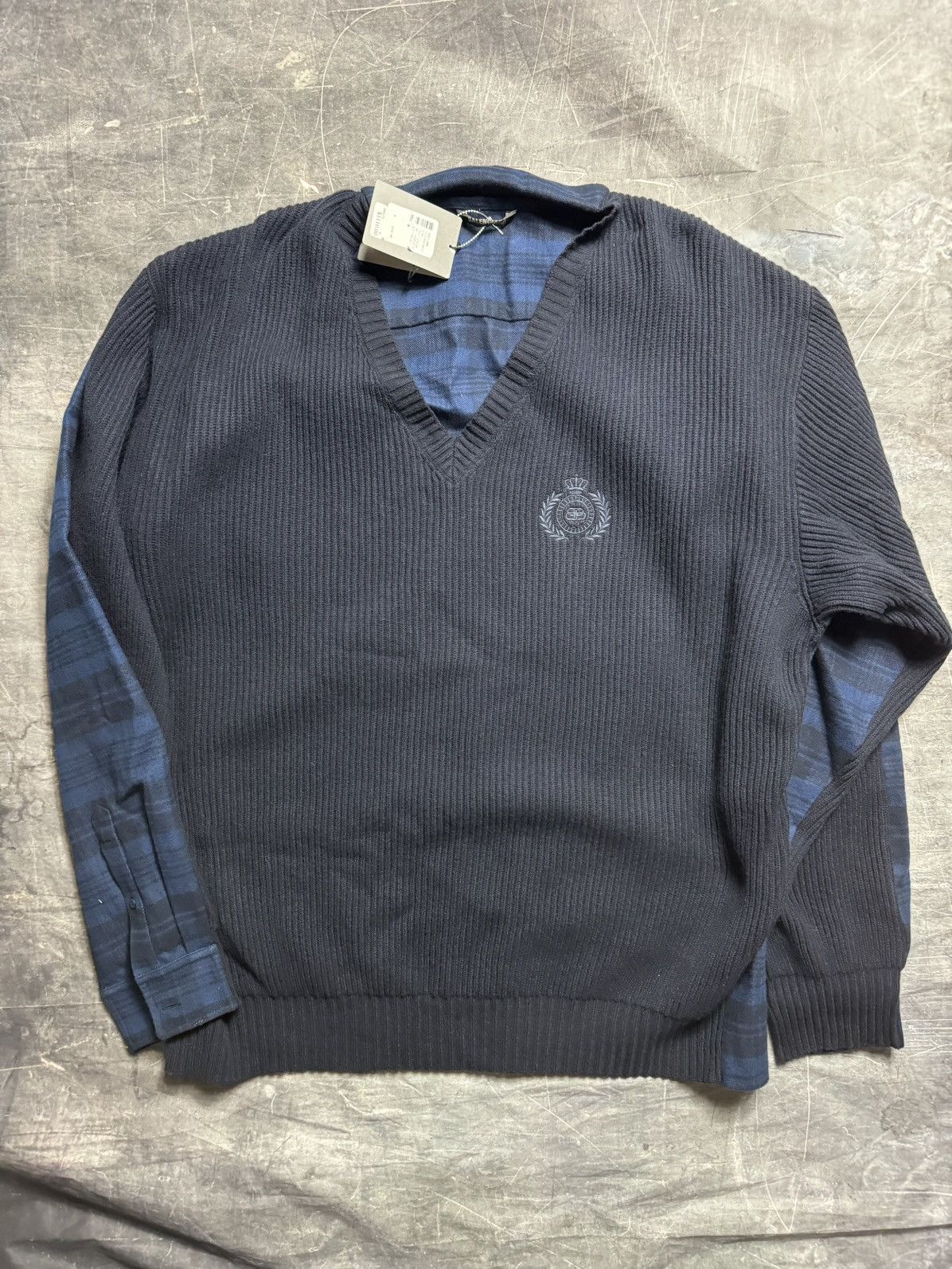 image of Balenciaga Cashmere Hybrid Sweater in Navy, Men's (Size Large)
