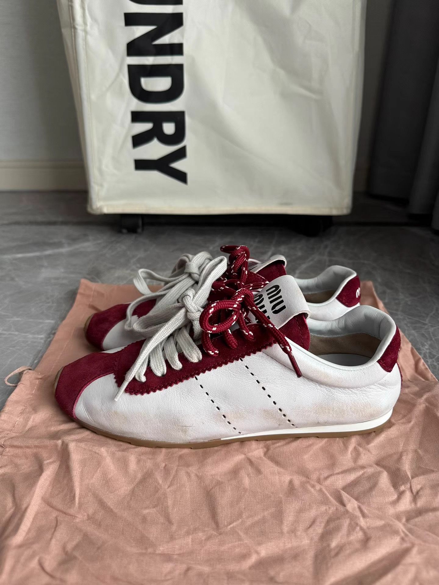 Miu Miu MiuMiu 25SS Red Suede Low-Top Trainer Sneakers K6 Size US 6.5 / IT 36.5 - 2 Thumbnail