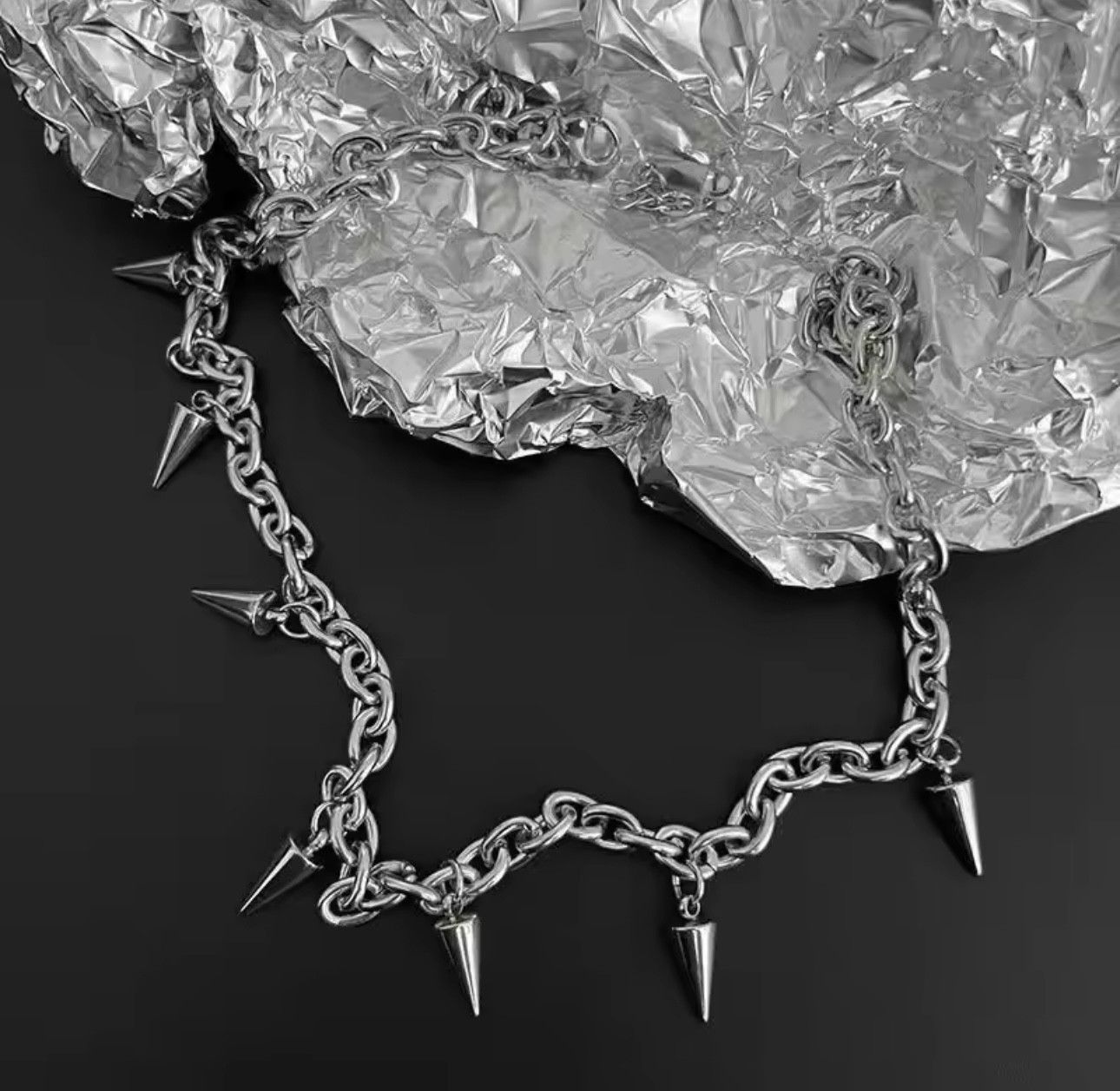 Jewelry Metal Rivet Pointed Choker Necklace Size ONE SIZE - 5 Thumbnail