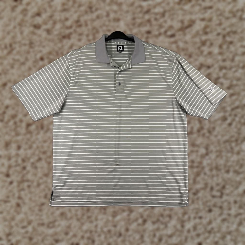 Footjoy FootJoy Polo Shirt Adult 2XL Gray White 100% Polyester Short Sleeve Golf Mens Size US XXL / EU 58 / 5 - 1 Thumbnail
