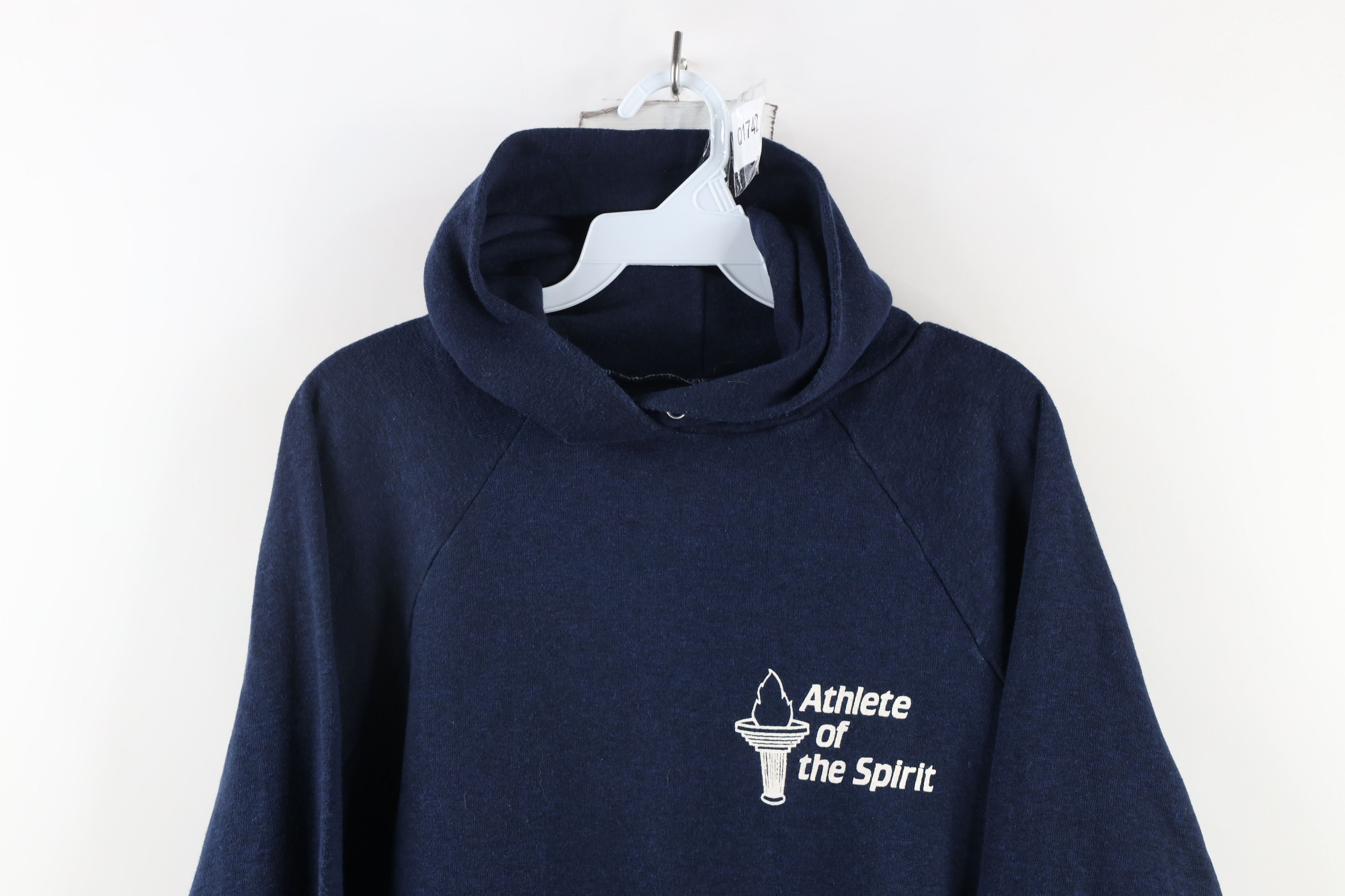 Vintage Vintage 70s Athlete of the Spirit Hoodie Sweatshirt Blue USA Size US XL / EU 56 / 4 - 2 Thumbnail