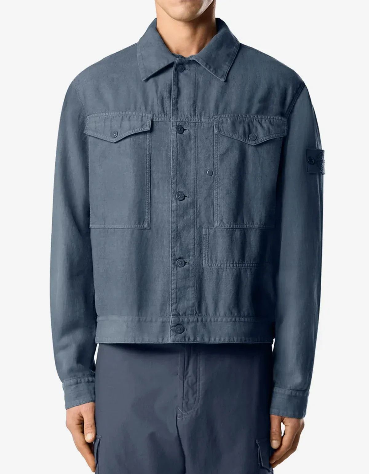 Stone Island Stone Island Ghost Blue Bonded Linen-TC Jacket Size US L / EU 52-54 / 3 - 3 Thumbnail