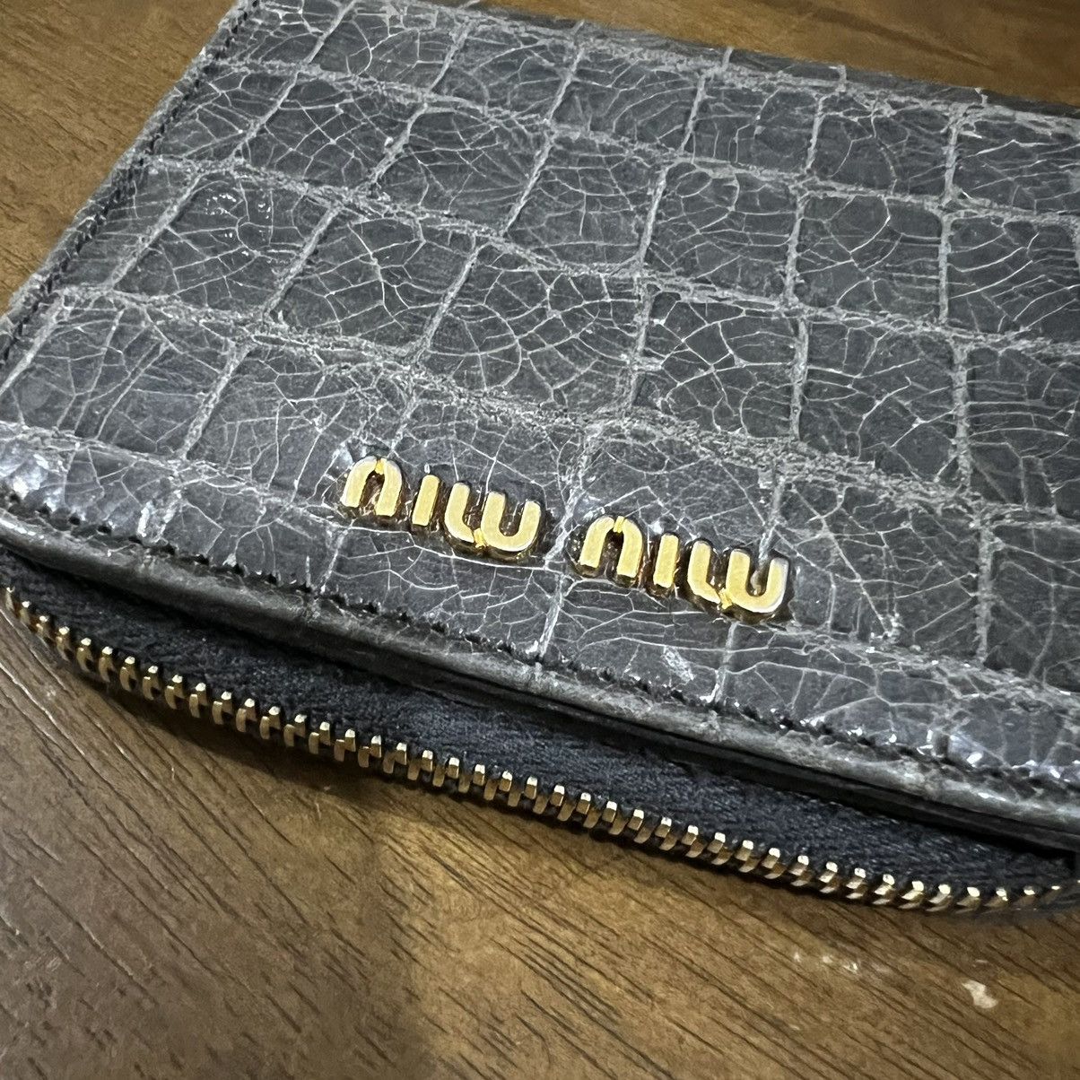 Miu Miu Miu Miu Portafoglio Lampo St Cocco Lux in Graphite Color Size ONE SIZE - 2 Thumbnail