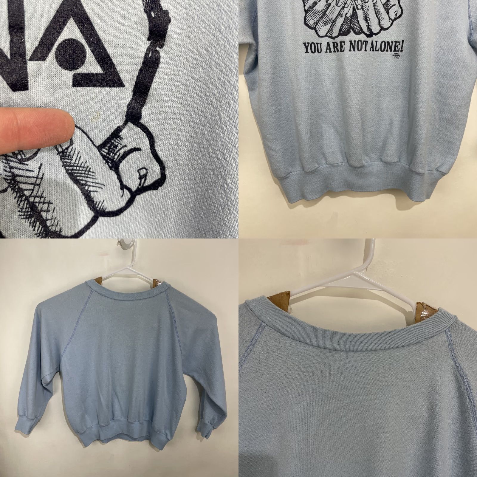 Vintage VINTAGE YANA You Are Not Alone Sweater Blue L Union Made Cotton Blend 1980s Grunge Mens Size US L / EU 52-54 / 3 - 8 Thumbnail