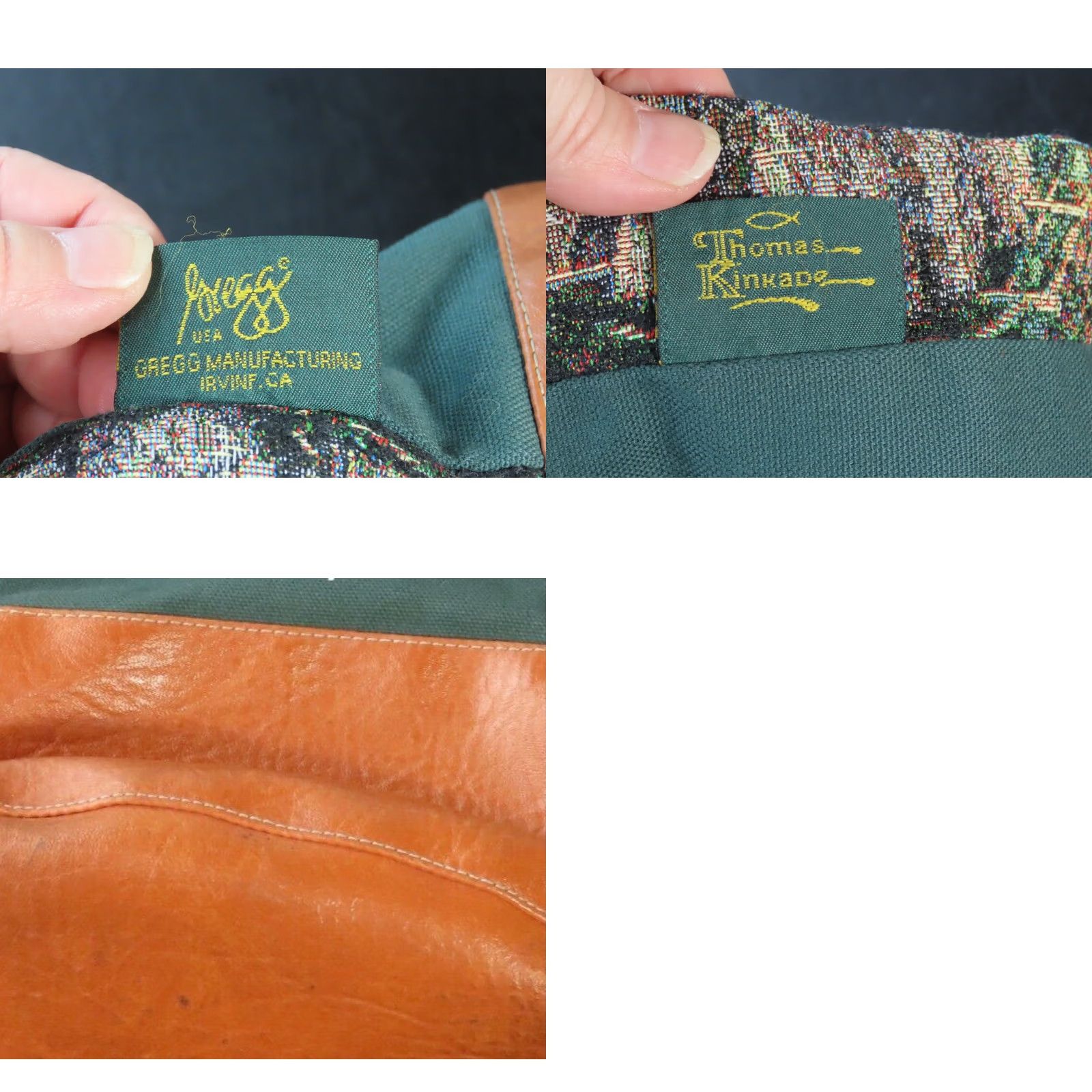 Vintage VINTAGE Thomas Kinkade Gregg Manufacturing Satchel/Top Handle Bag Rectangle 90s Beach Green Canvas with Lighthouse Scene Medium Womens Size ONE SIZE - 8 Thumbnail