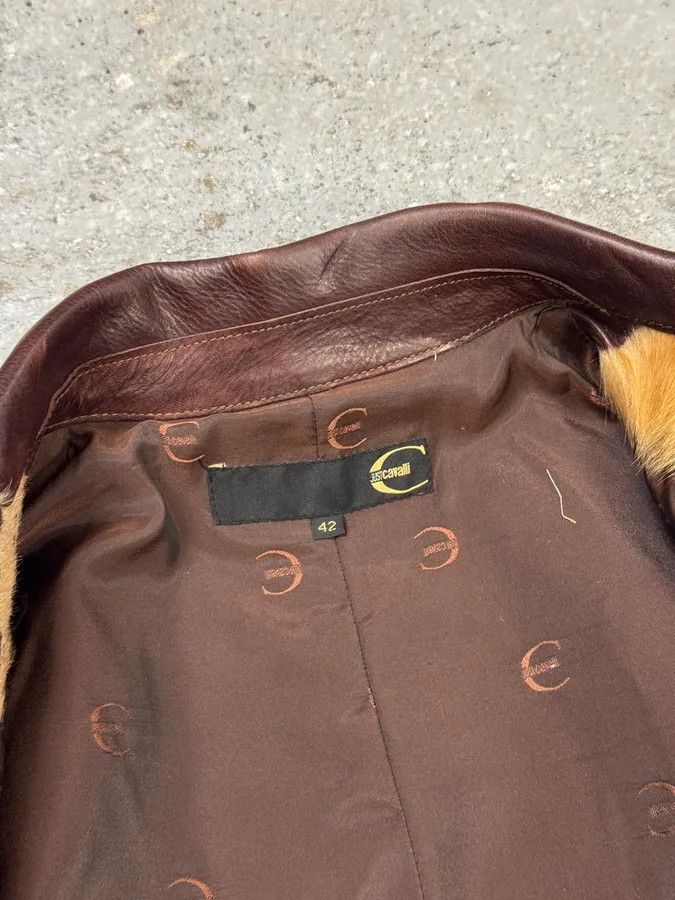 Designer × Just Cavalli × Vintage AW2004 Cavalli Cowhide Pony Hair Trench Brown Leather Jacket Size M / US 6-8 / IT 42-44 - 6 Thumbnail