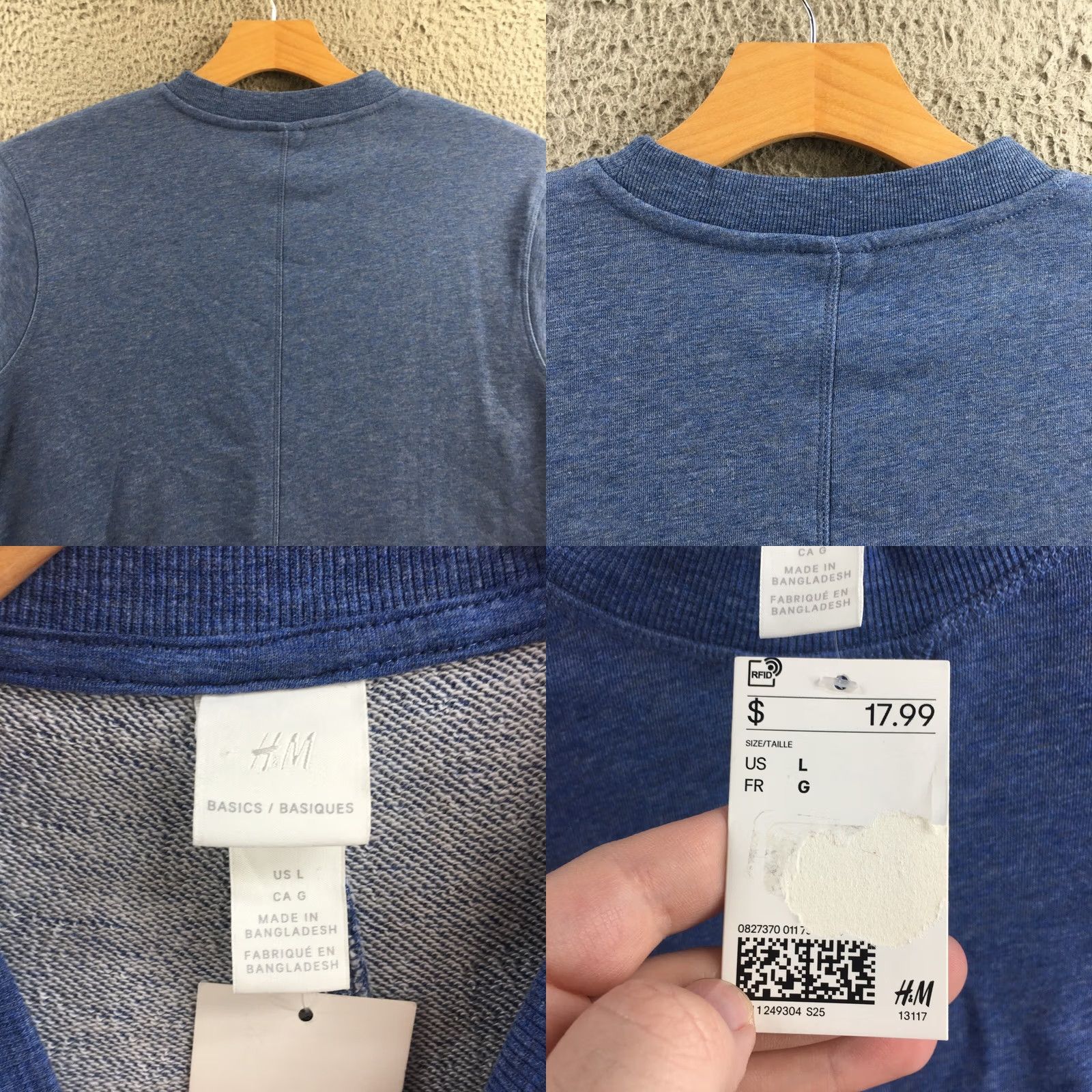 H&M H & M Sweatshirt Mens L Blue Longsleeve Round Neck Pullover Casual Comfort NEW Size US L / EU 52-54 / 3 - 8 Thumbnail