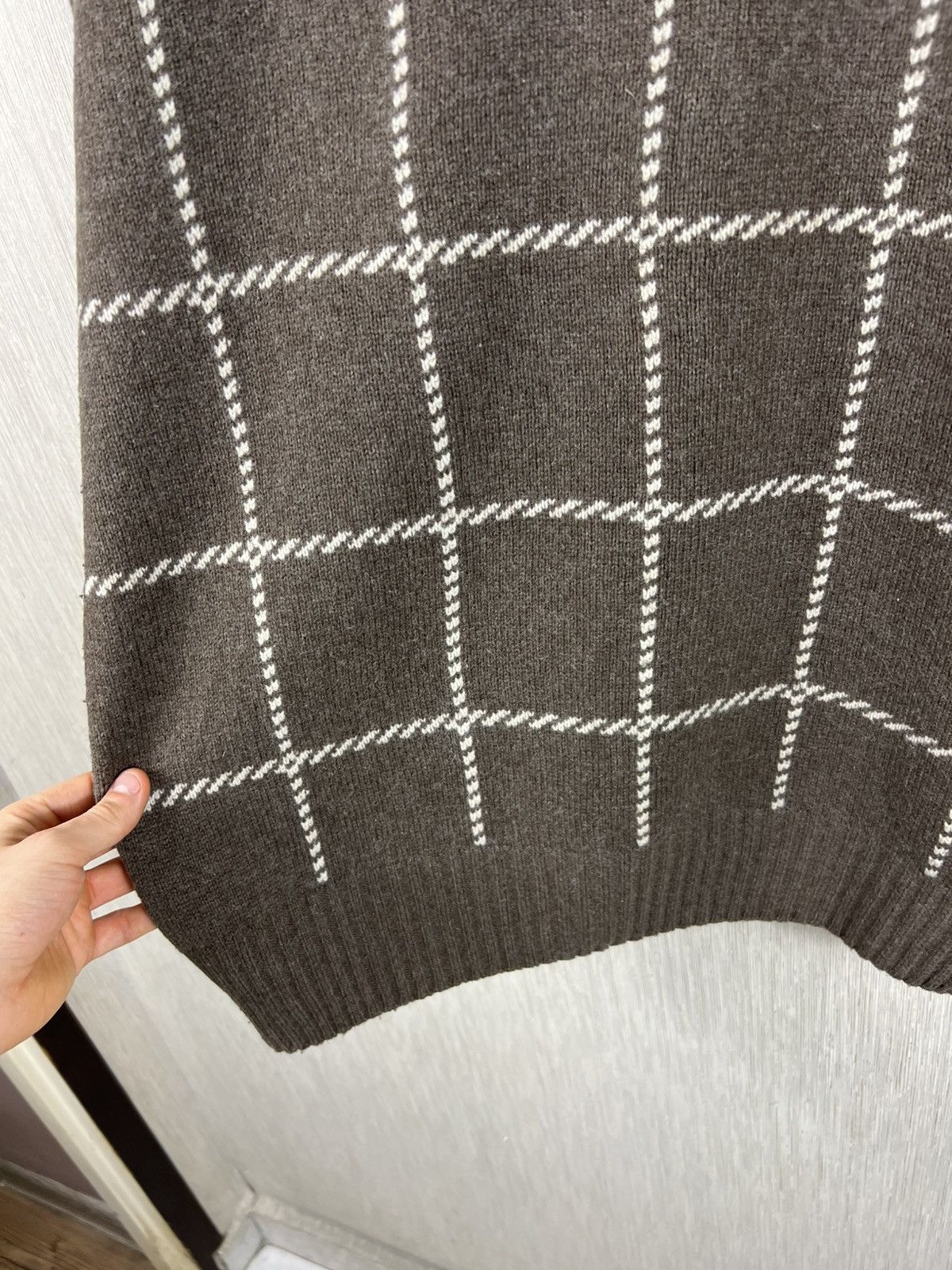 Balmain Vintage 90s Balmain wool checkered knit sweater cord knitted Size US M / EU 48-50 / 2 - 8 Thumbnail