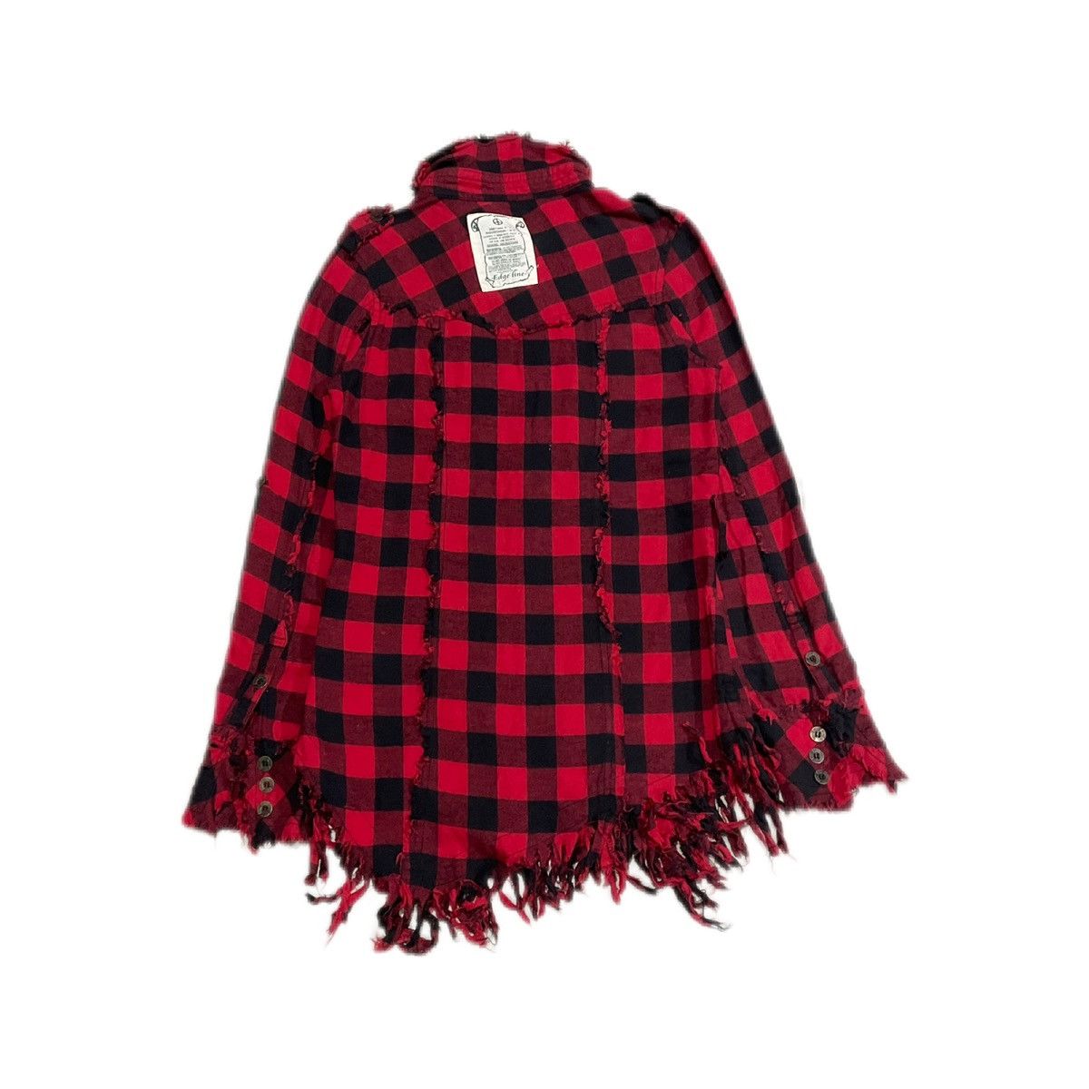 🔥Sick Y2K Edge Line Fringed Frayed Flannel Shirt
