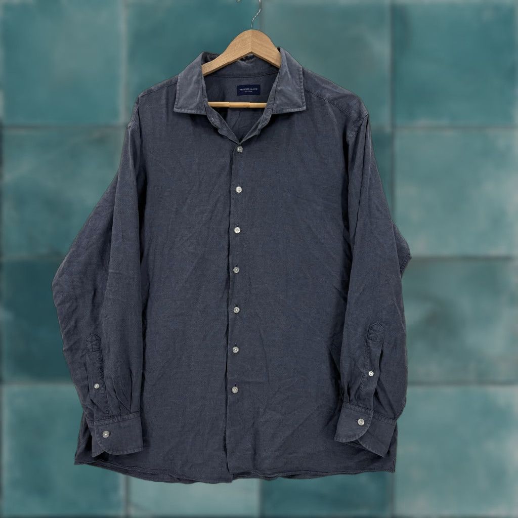 Proper Cloth Proper Cloth Shirt Mens 3XL Blue Solid Long Sleeve Twill Button Up Casual Size US XXL / EU 58 / 5 - 1 Thumbnail