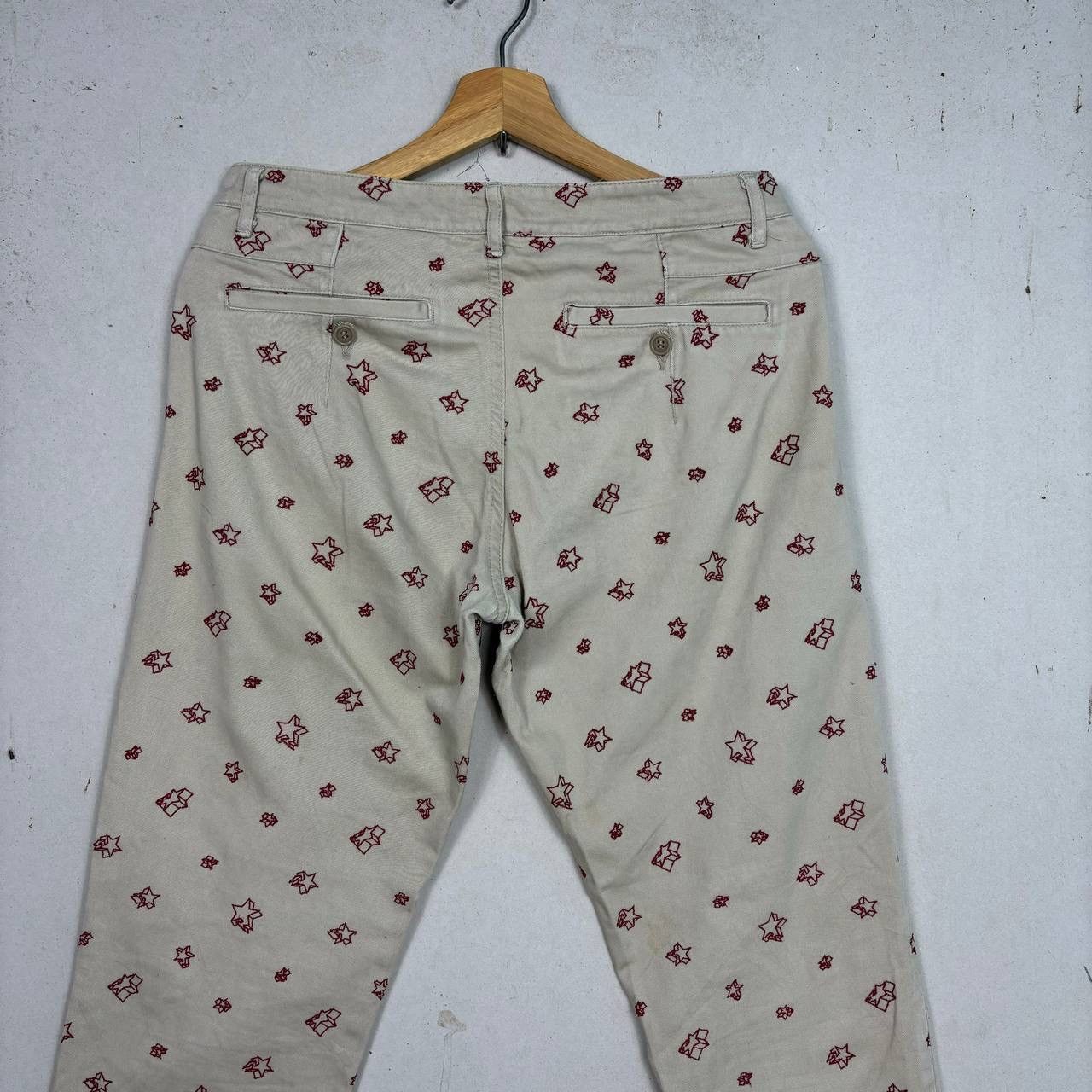 Bape Vintage BAPE Star Print Chinos Beige Red Bape Sta Pants XS Size 31" - 4 Thumbnail
