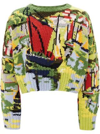 image of J W Anderson Jw Anderson Multicolor Knit Landscape Sweater, Men's (Size Medium)