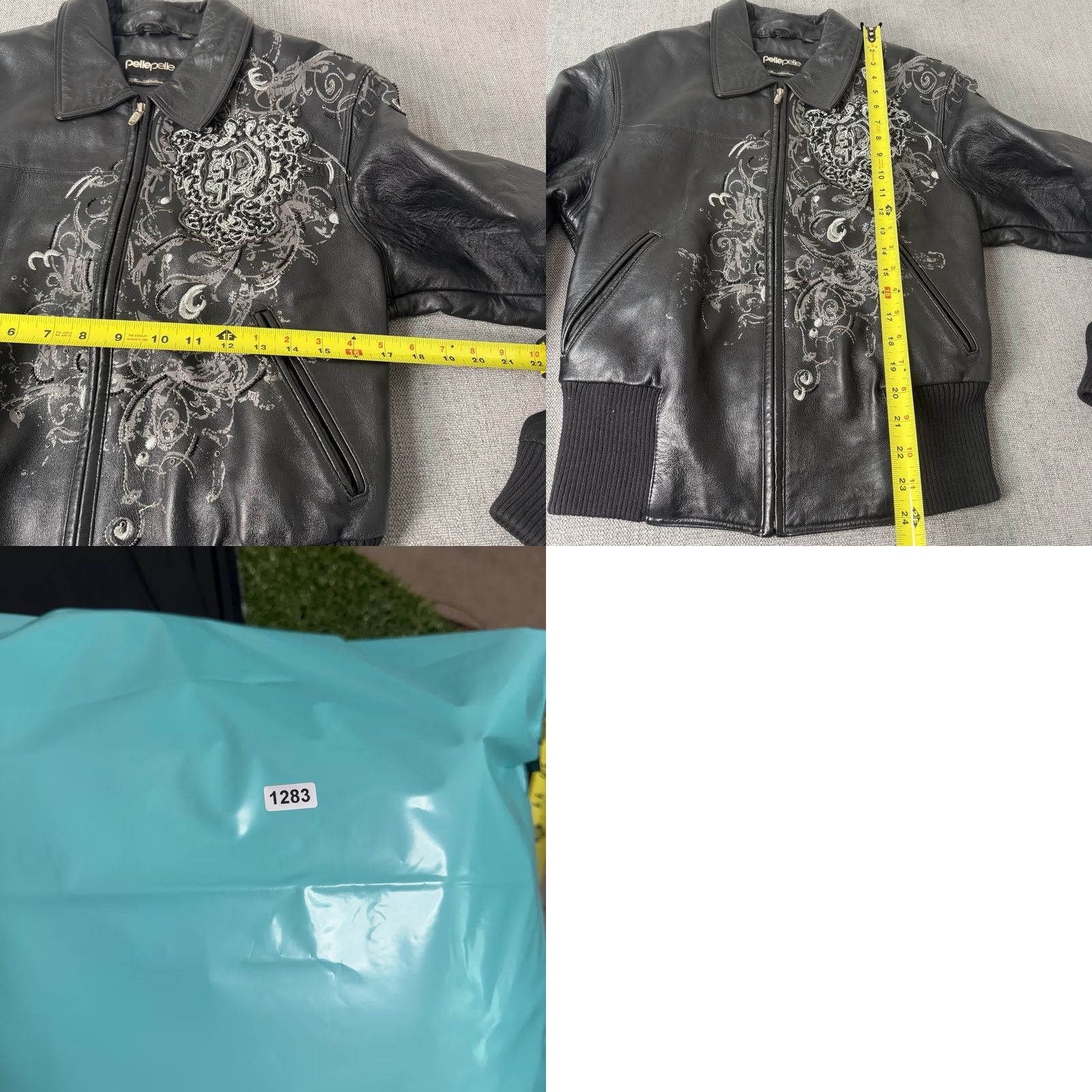 Pelle Pelle VINTAGE Pelle Pelle Black Leather Studded Jacket Rhinestones Womens 10 Bomber Jacket Women Black 10 Womens Size L / US 10 / IT 46 - 8 Thumbnail