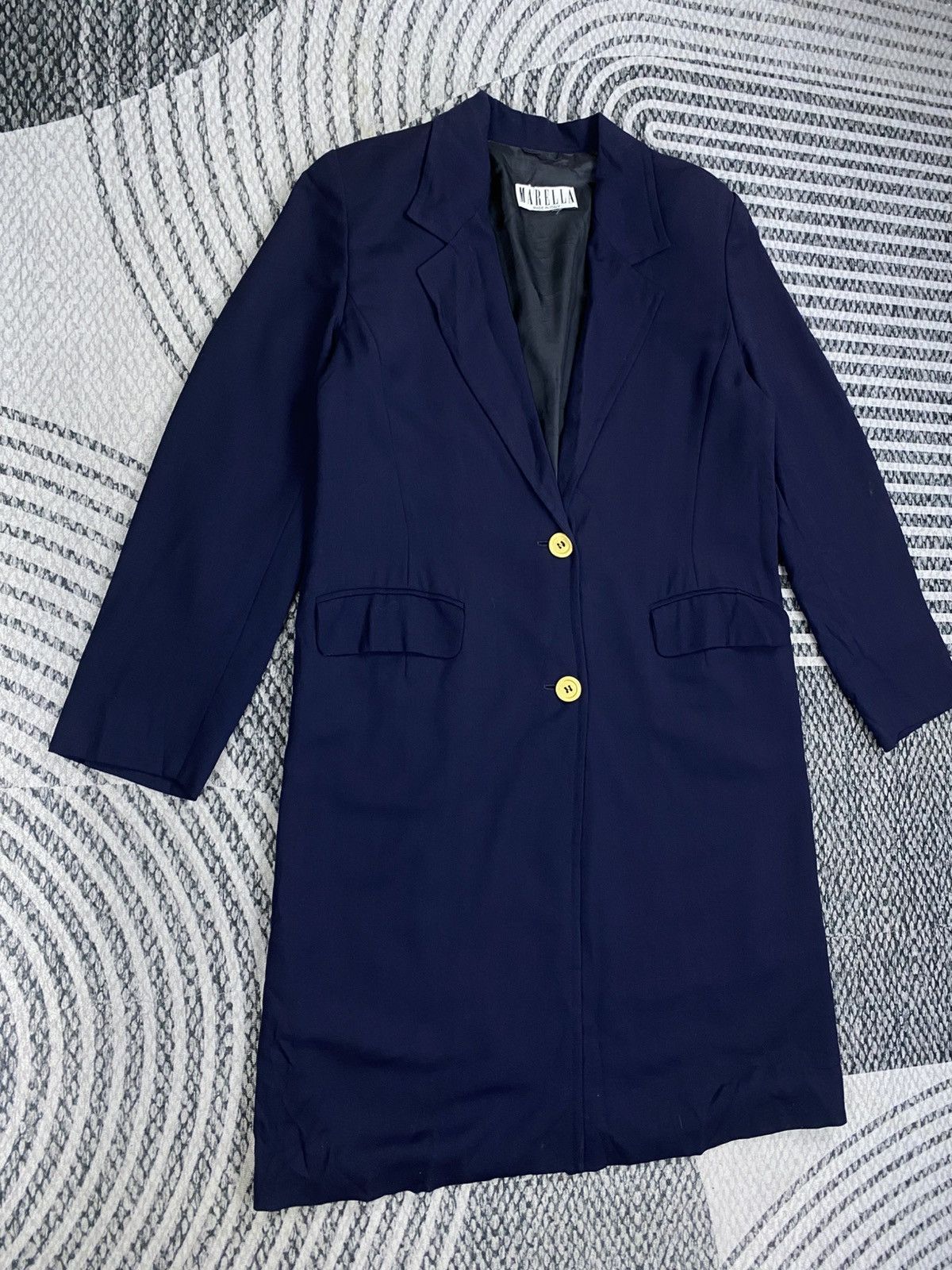 Marella Vintage Marella Navy Colour Double Button Long Blazer Size M / US 6-8 / IT 42-44 - 3 Thumbnail