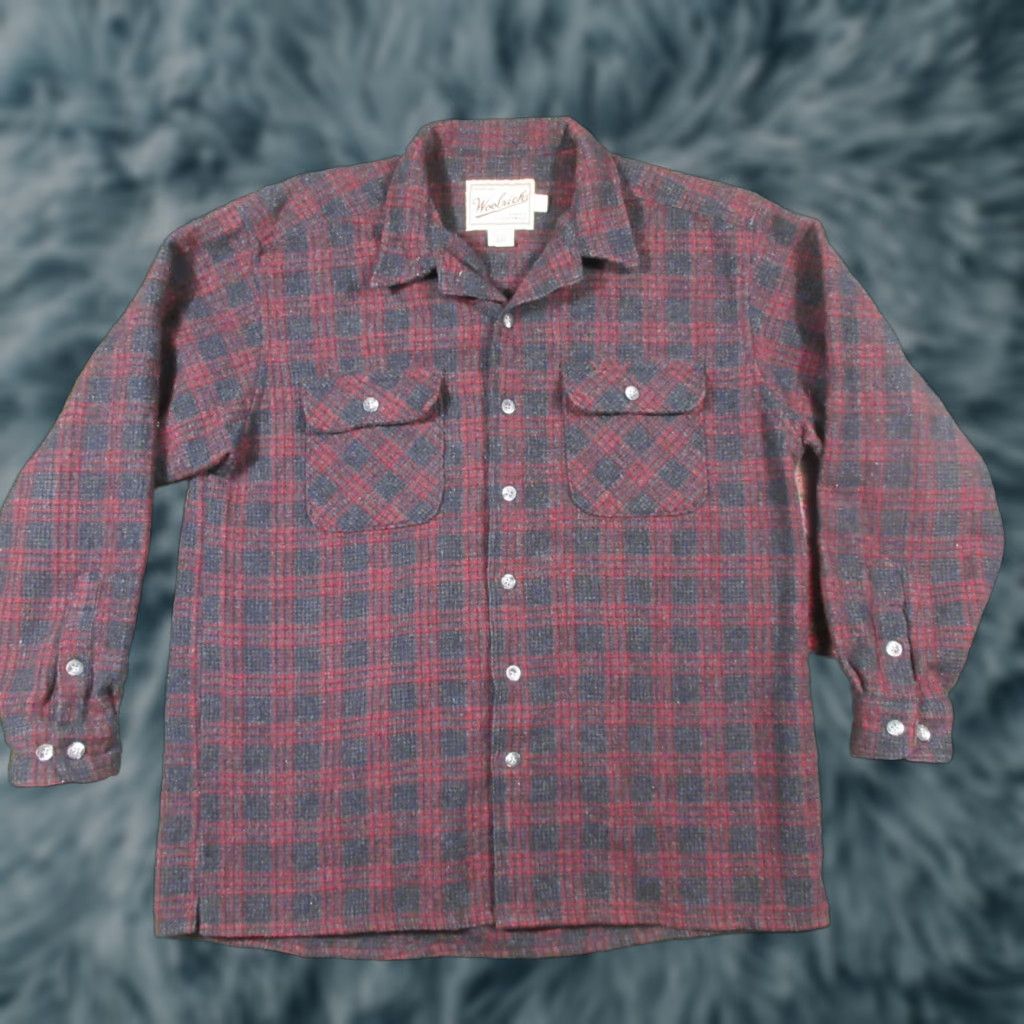 Vintage VINTAGE Woolrich Shirt Mens L Flannel Heavyweight Wool Blend Plaid Red Gray Button-Up Long Sleeve Pockets Casual Workwear Fall Winter Spring Size US L / EU 52-54 / 3 - 1 Thumbnail