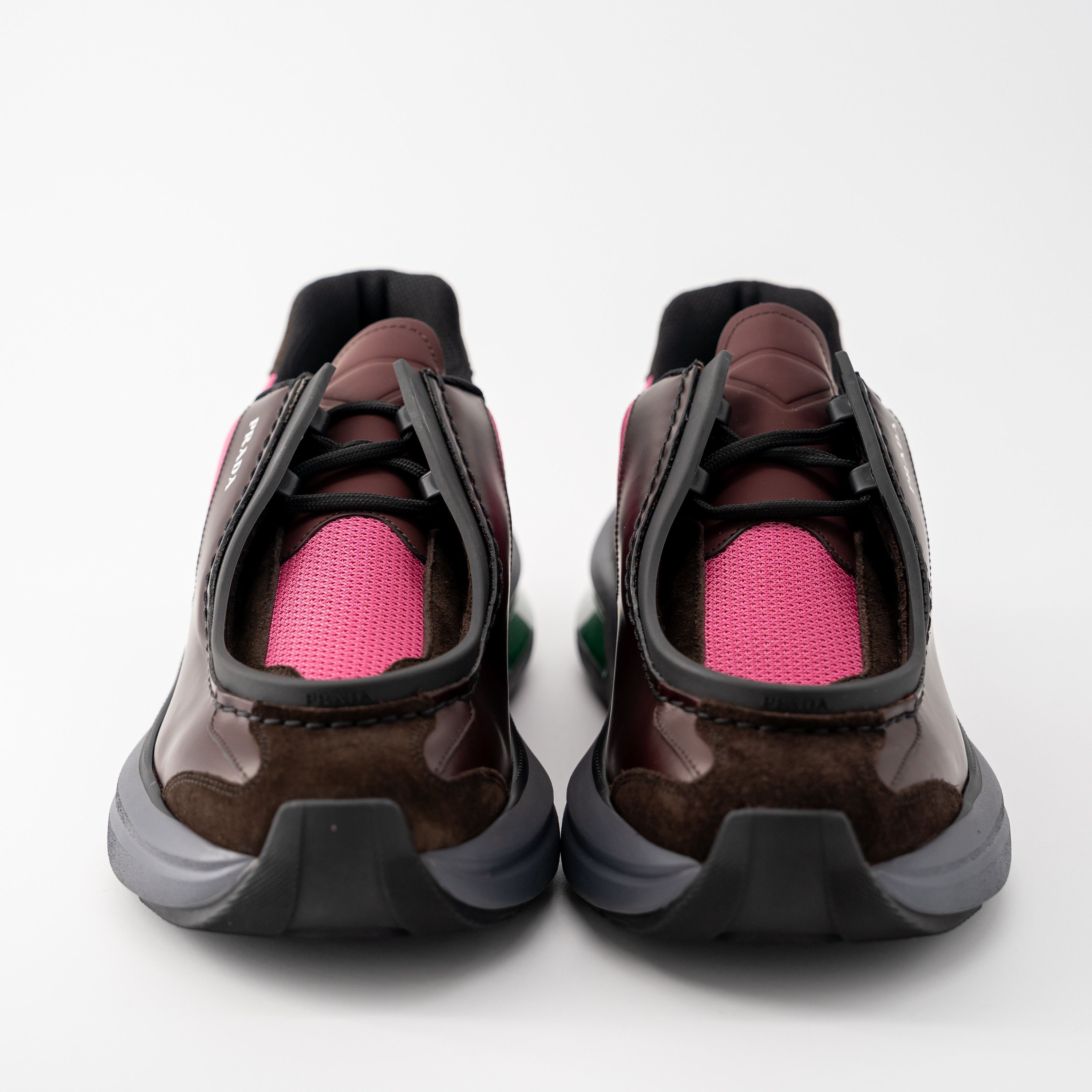 Prada 8uk 9 US Prada Systeme Leather Sneakers Suede Brown Pink Size US 9 / EU 42 - 2 Thumbnail