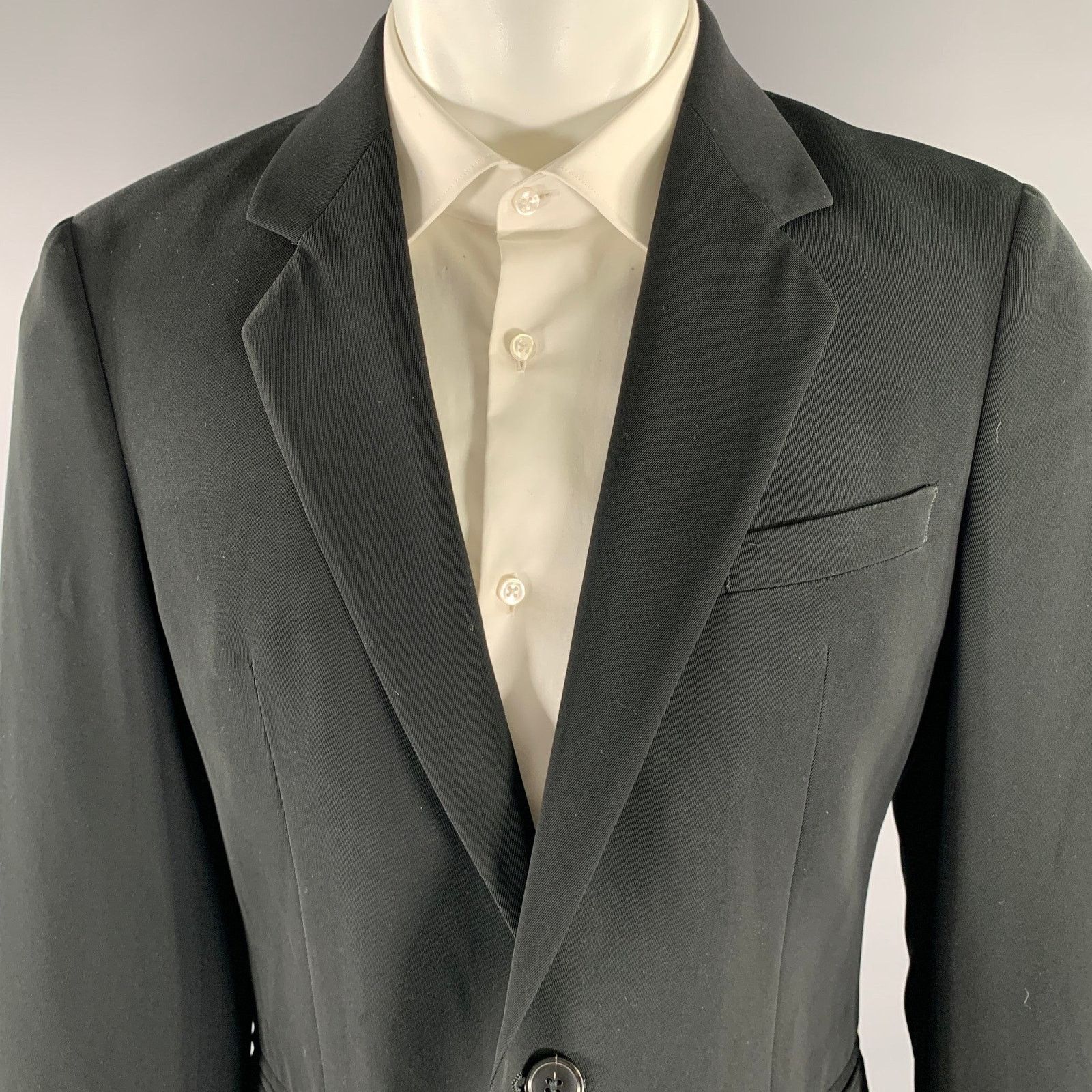 Emporio Armani EMPORIO ARMANI 40 Black Polyester Notch Lapel Sport Coat Size 40R - 2 Thumbnail