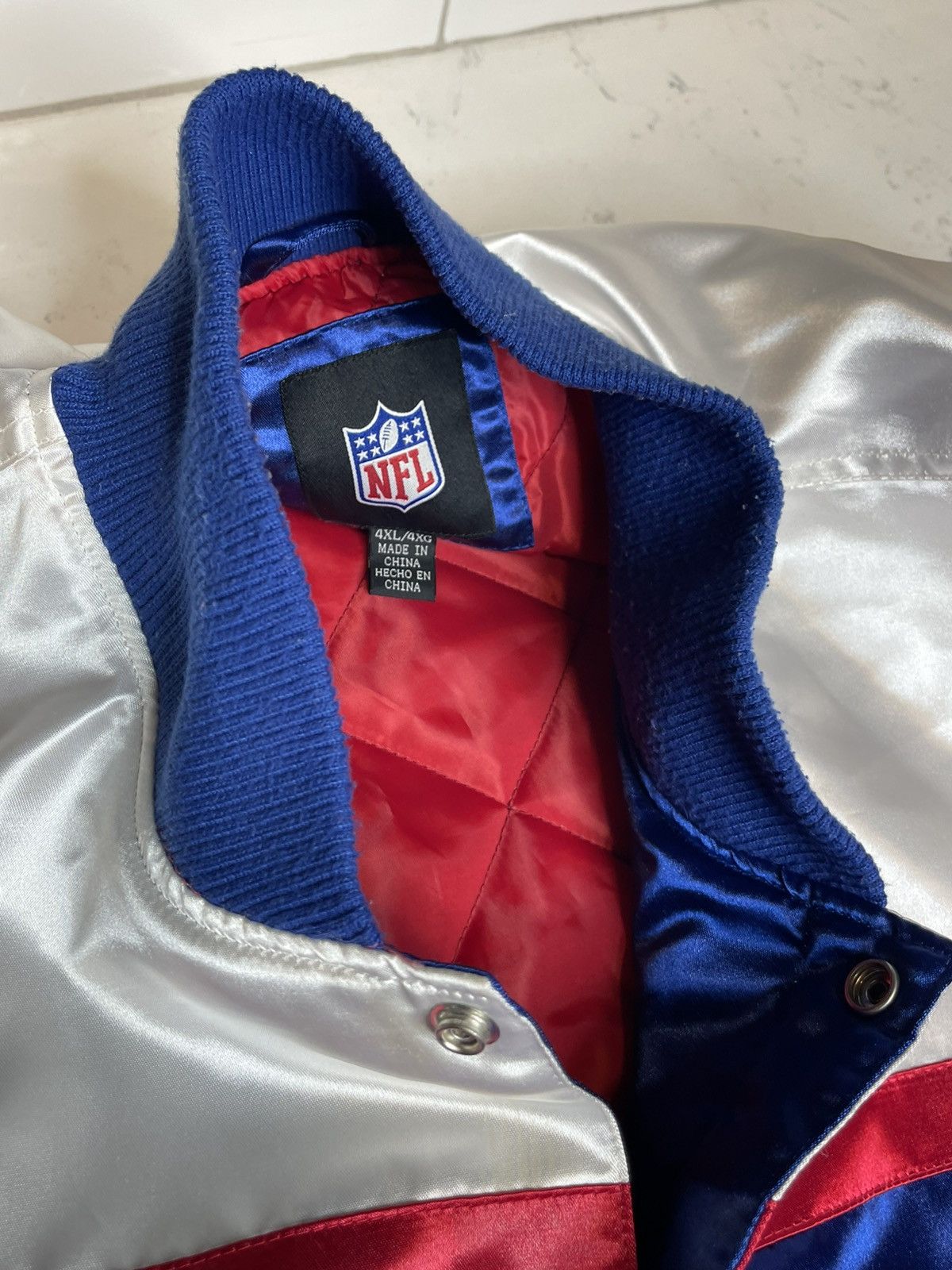 NFL NY Giants Bomber Polyester Jacket w Large Logo Sz 4XL Size US XXL / EU 58 / 5 - 17 Thumbnail