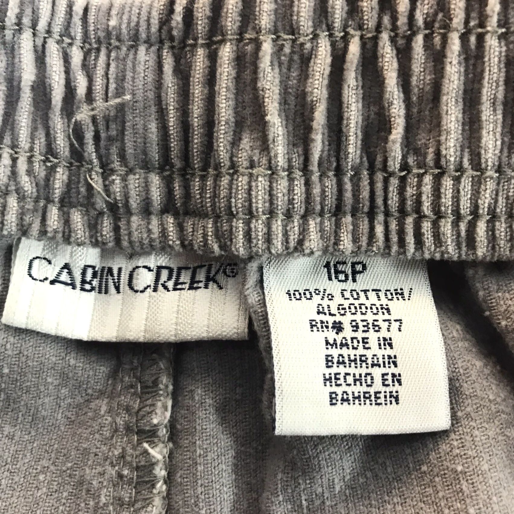 Vintage Cabin Creek Womens Petite 16P Gray Corduroy Pull-On Paperbag Waist Pants Size 38" / US 16 / IT 52 - 7 Thumbnail