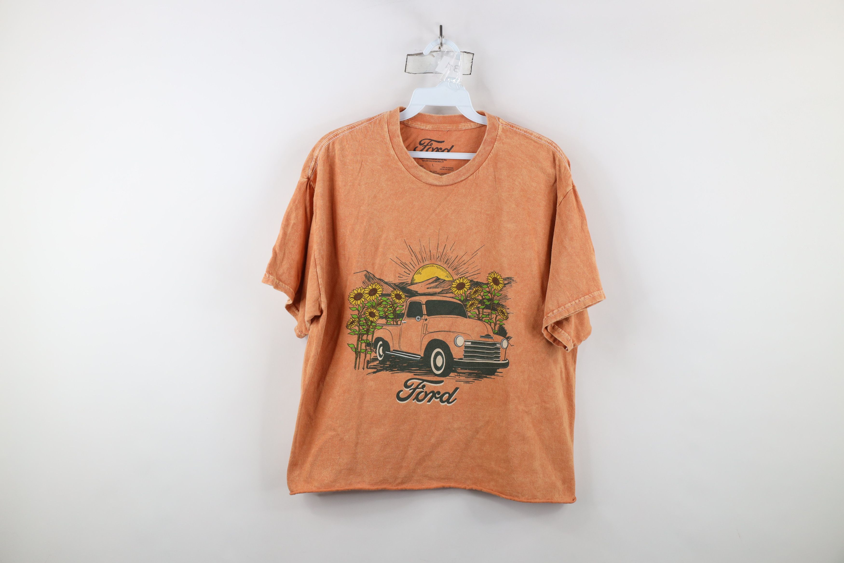 Vintage Retro Y2K Sunset Sunflower Ford Truck Cropped T-Shirt Orange Size L / US 10 / IT 46 - 1 Thumbnail