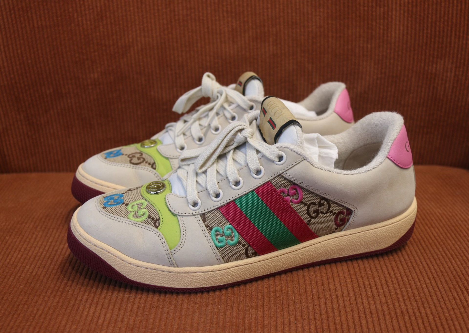 Gucci Gucci Screener Enamel Double G Low-Top Sneakers Size US 7.5 / IT 37.5 - 1 Thumbnail