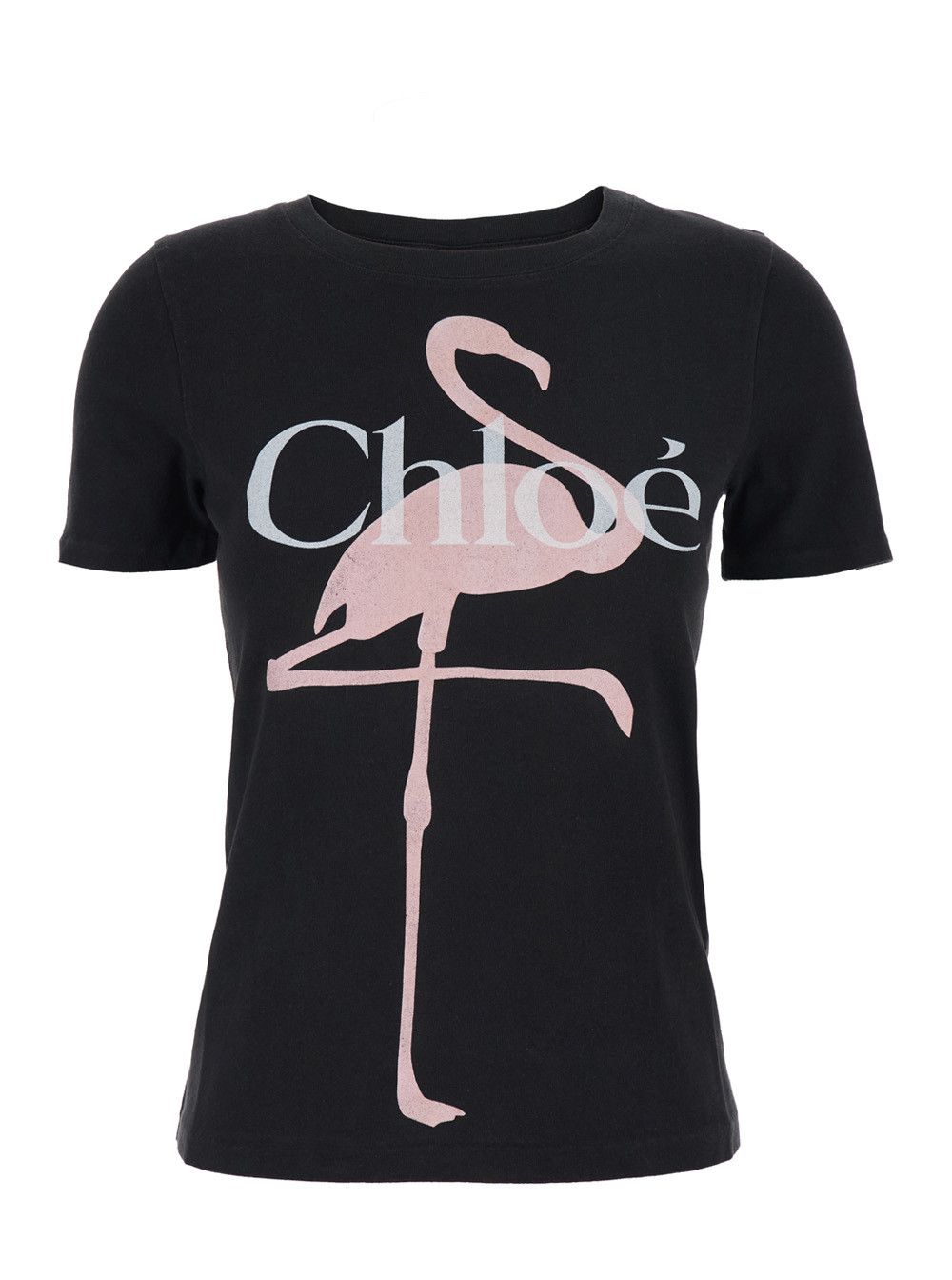Chloe Black Crew Neck T-Shirt with Large Logo Print on the Front in Cotton for Women Size XS / US 0-2 / IT 36-38 - 1 Thumbnail
