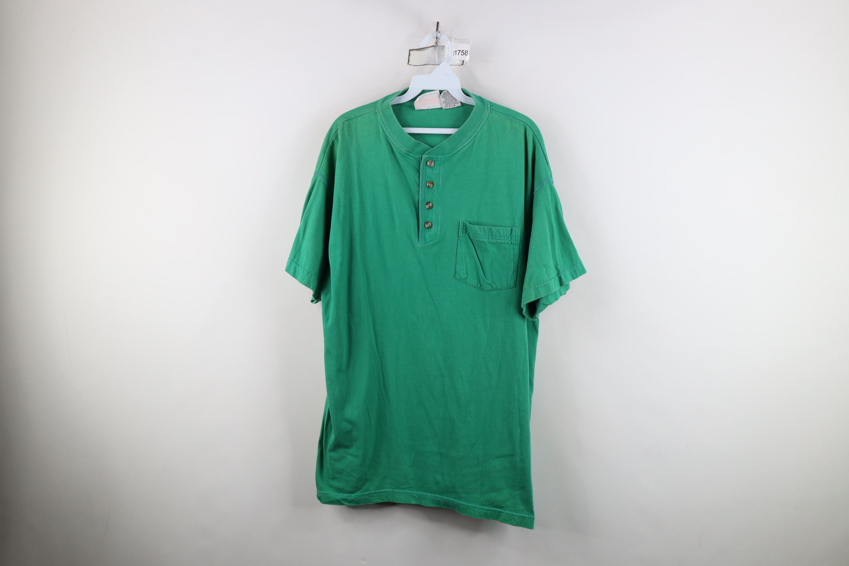 Vintage Vintage 90s Streetwear Baggy Fit Pocket Henley T-Shirt Green Size US XL / EU 56 / 4 - 1 Thumbnail