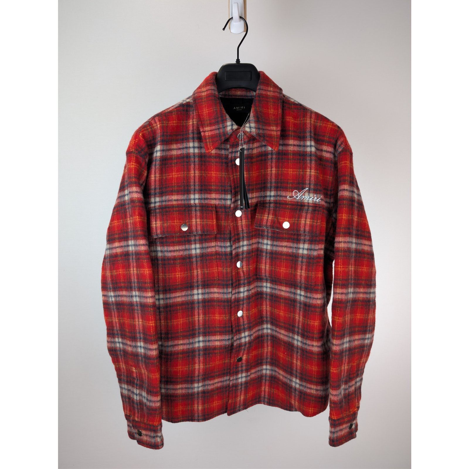 Amiri o1rshd1 Brushed Plaid Overshirt in Red Size US M / EU 48-50 / 2 - 9 Thumbnail