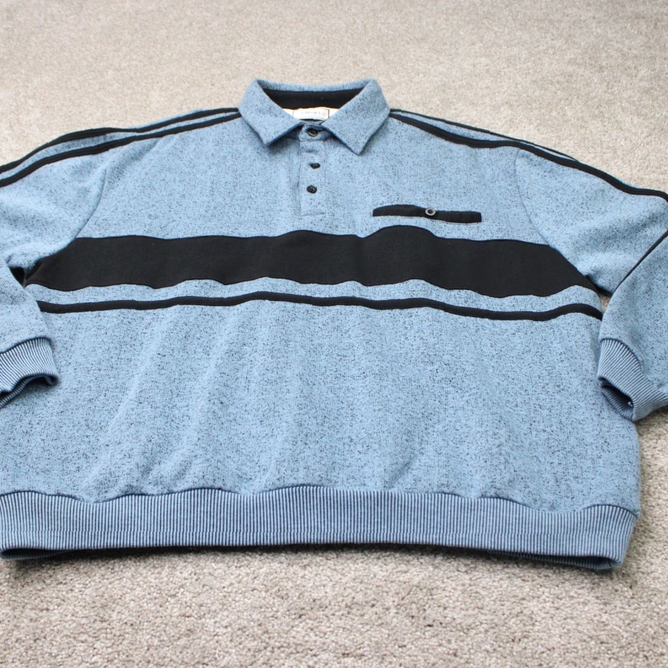 Vintage Classics by Palmland Polo Shirt Mens Blue Cotton/Polyester Long Sleeve Pullover Size US L / EU 52-54 / 3 - 3 Thumbnail