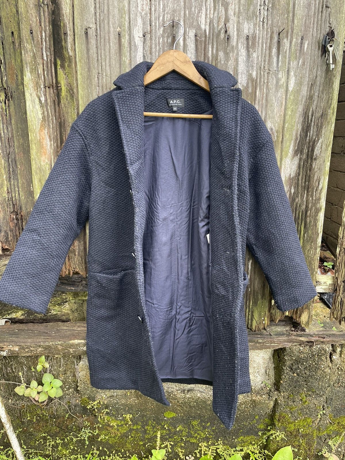 A.P.C. A.P.C. Wool Blend Textured Coat XS Black Size US XS / EU 42 / 0 - 15 Thumbnail