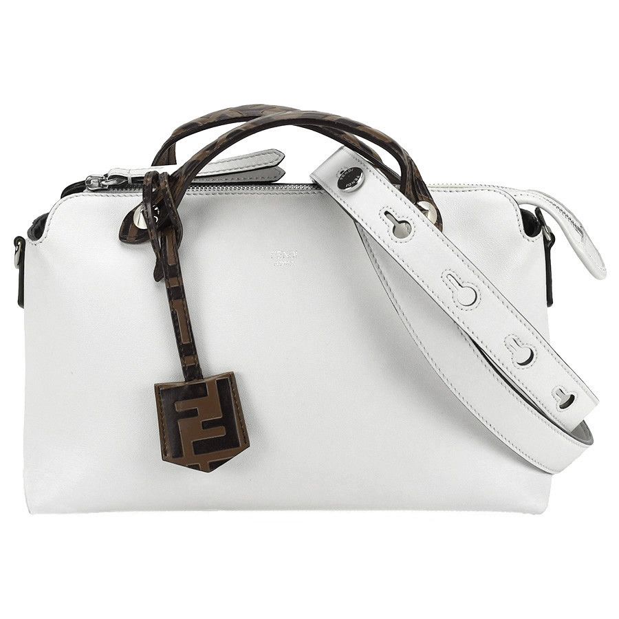 image of Fendi Visible Medium 2Way Handbag Leather White, Women's