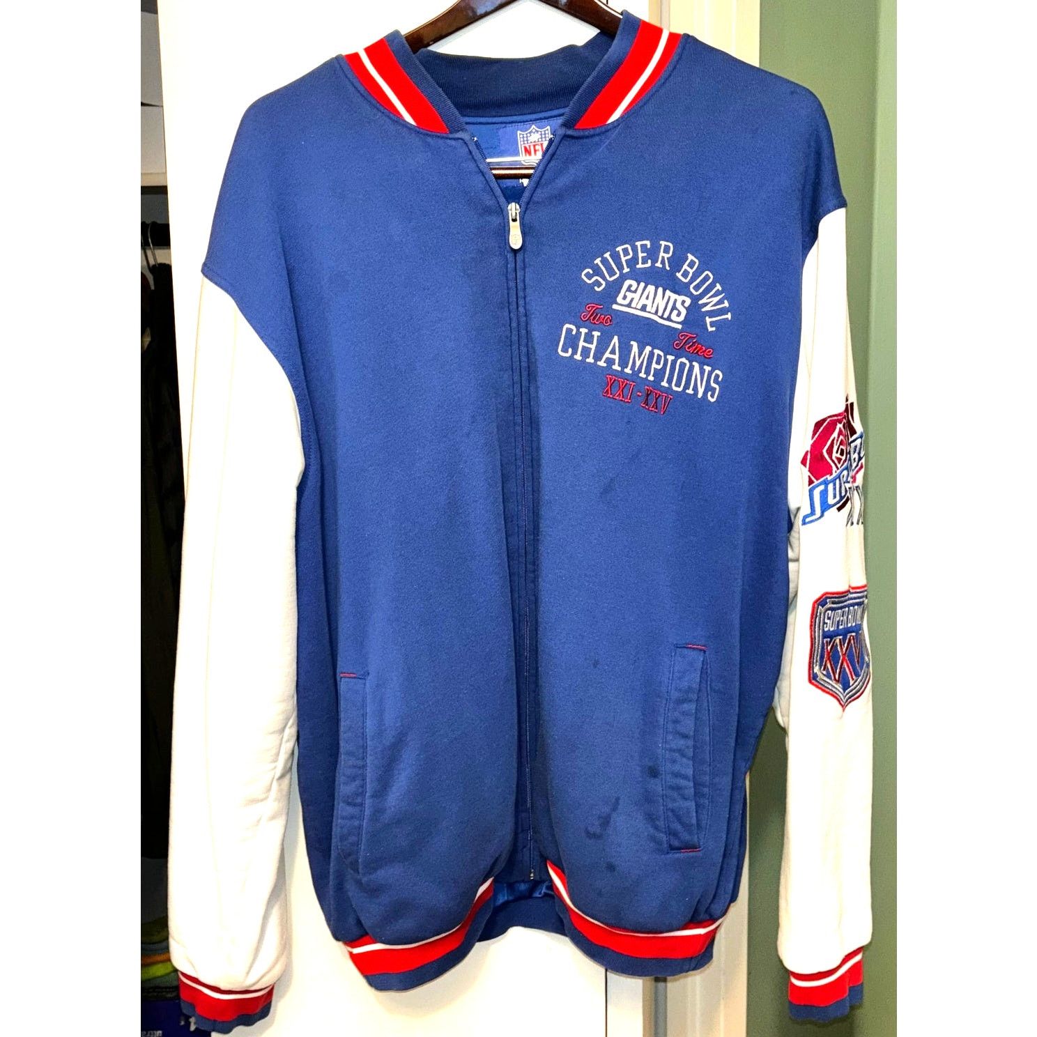 NY Giants Jacket NFL Reebok Vintage Superbowl Champ Size XL