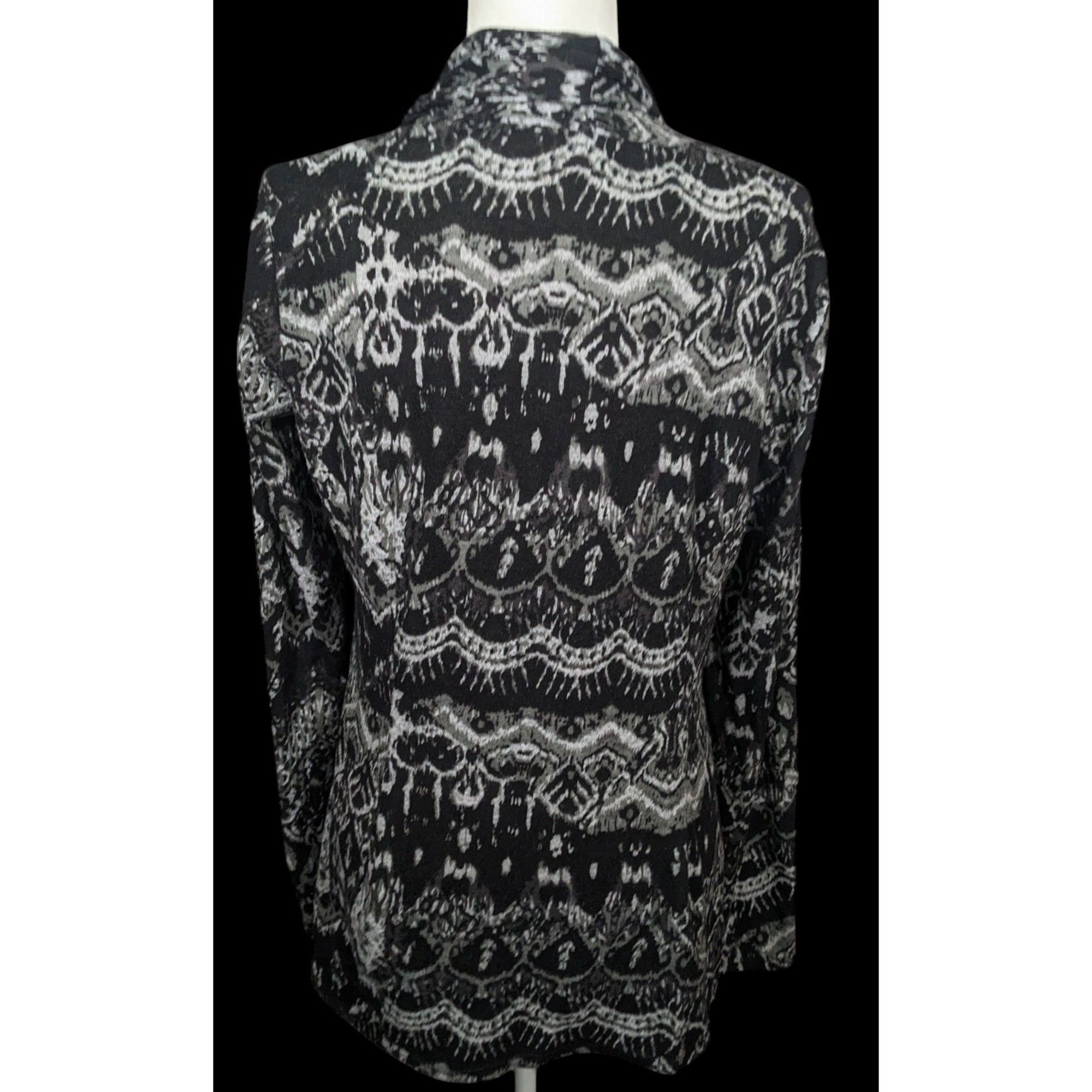 Other Dressbarn Black And Grey Abstract Print Cardigan Size L / US 10 / IT 46 - 2 Thumbnail