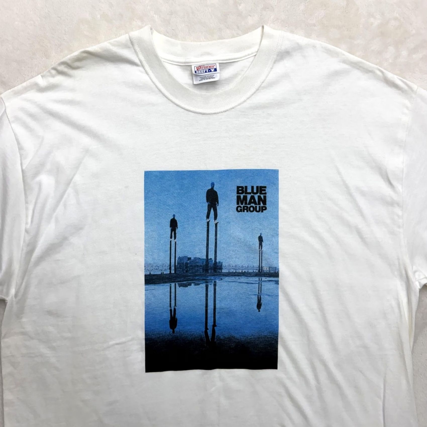 Hanes VINTAGE Blue Man Group Shirt Mens XL White Hanes Beefy-T Graphic Stilts Artwork Size US XL / EU 56 / 4 - 2 Thumbnail