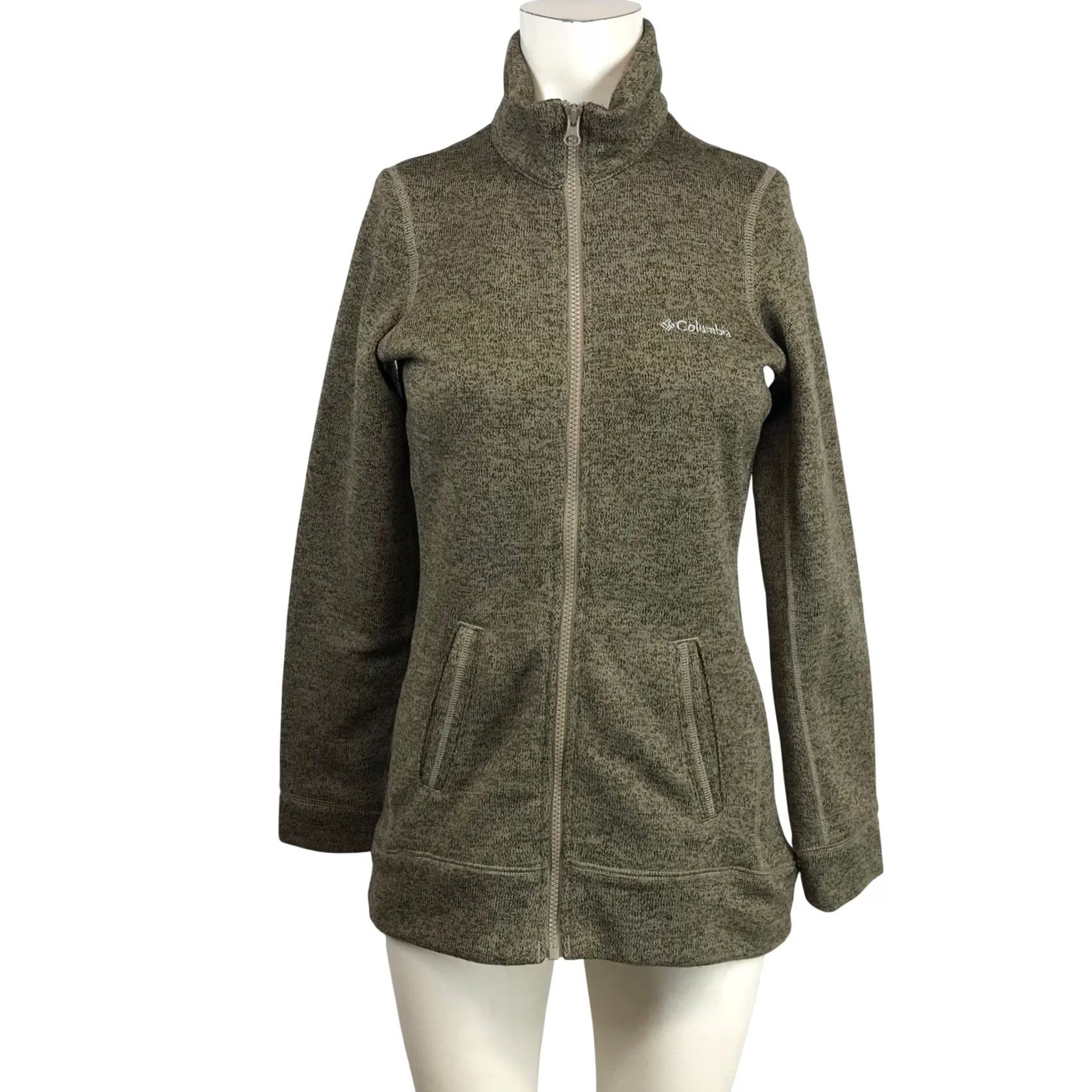 Olive Columbia XS Olive Green Marl Fleece Jacket - Outdoor Activewear Size XS / US 0-2 / IT 36-38 - 2 Thumbnail