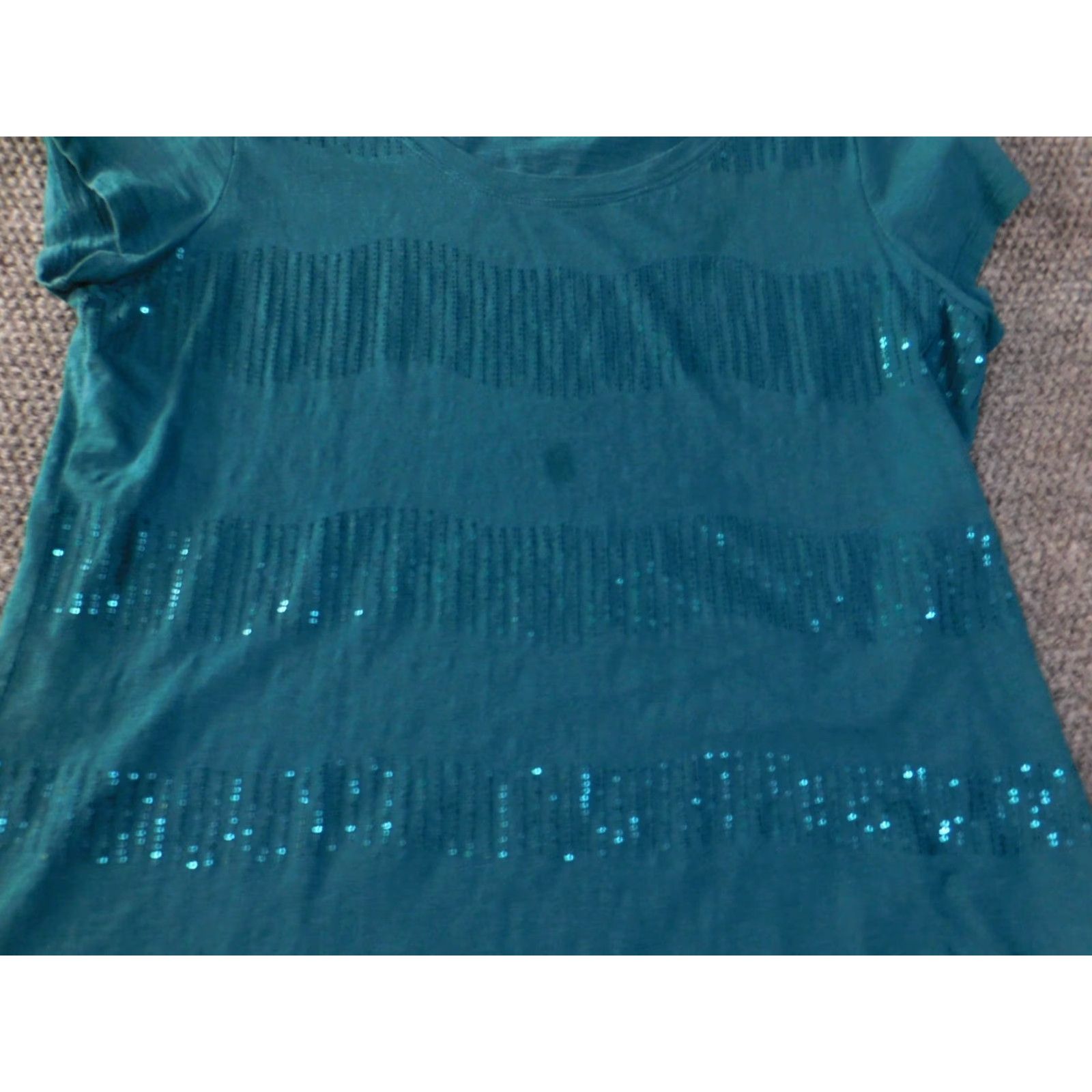 Coldwater Creek Coldwater Creek Blouse Shirt Women XL Green Beaded Crew Neck Short Sleeve Casual Cotton Rayon Geometric Vintage: No Size XL / US 12-14 / IT 48-50 - 4 Thumbnail