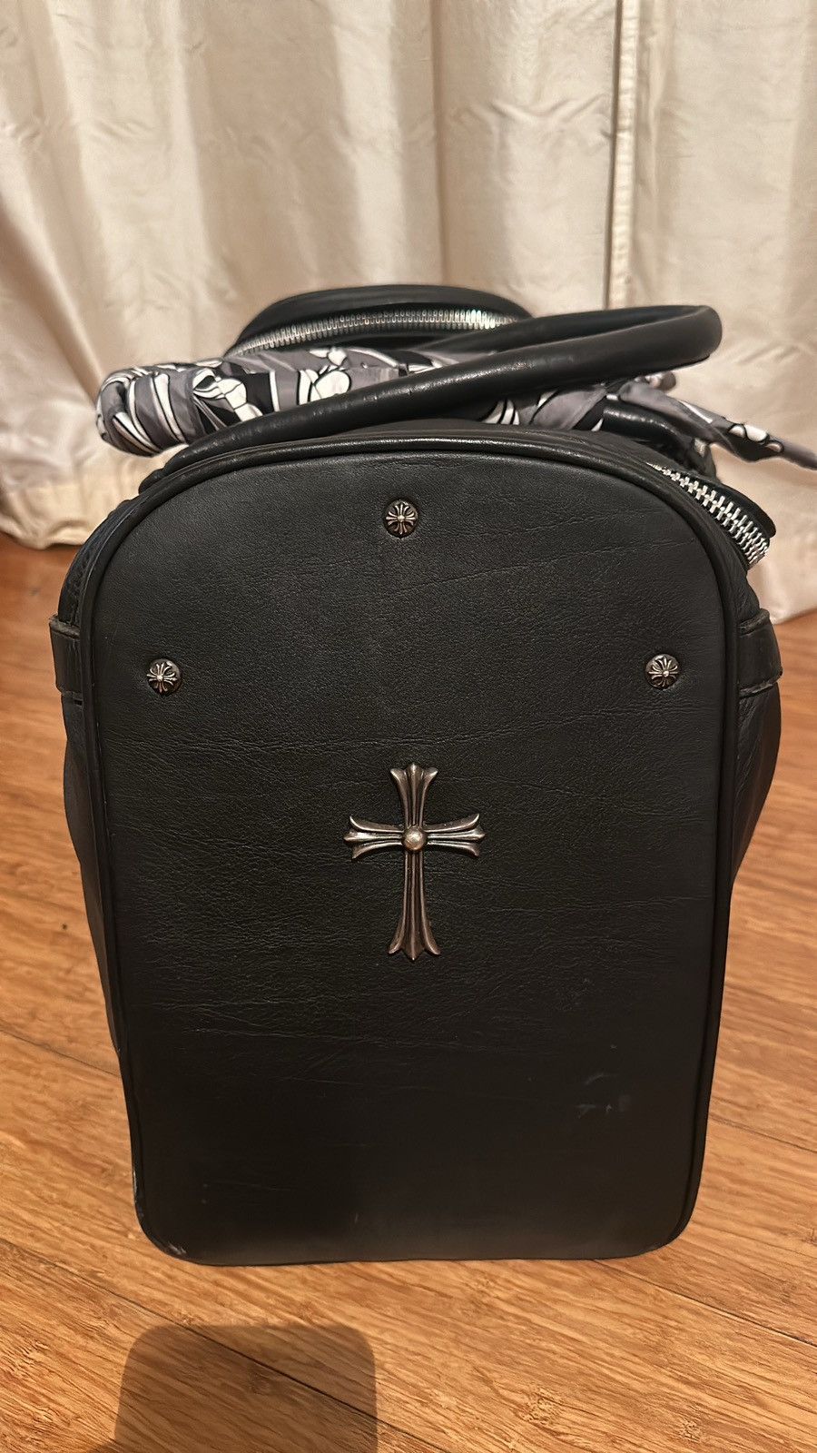Chrome Hearts Chrome Hearts XL Duffle Bag Black Leather Crosses Luggage Size ONE SIZE - 4 Thumbnail