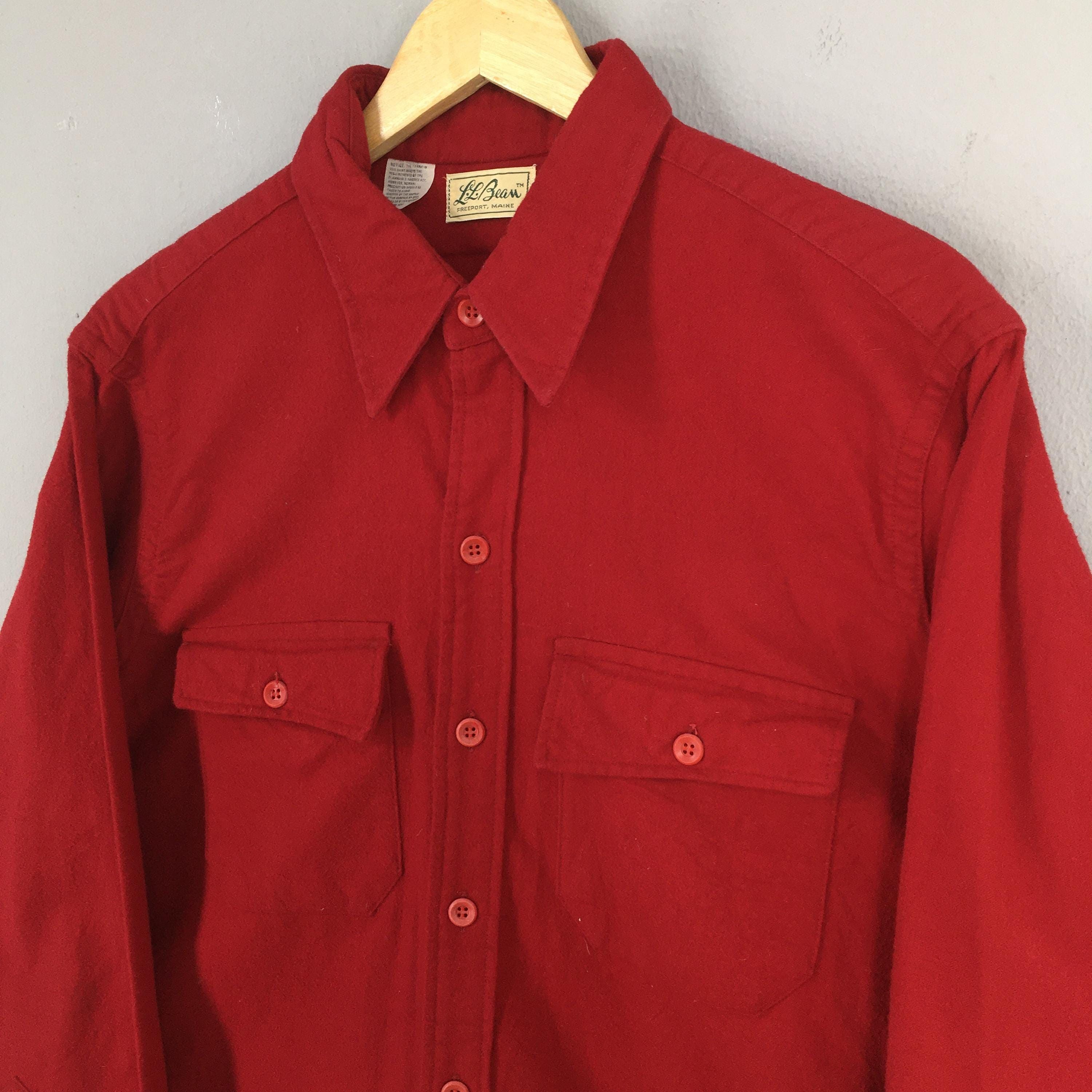 L.L. Bean × Vintage Vintage 1970's LL Bean Chamois Red Flannel Shirt Large Size US L / EU 52-54 / 3 - 3 Thumbnail