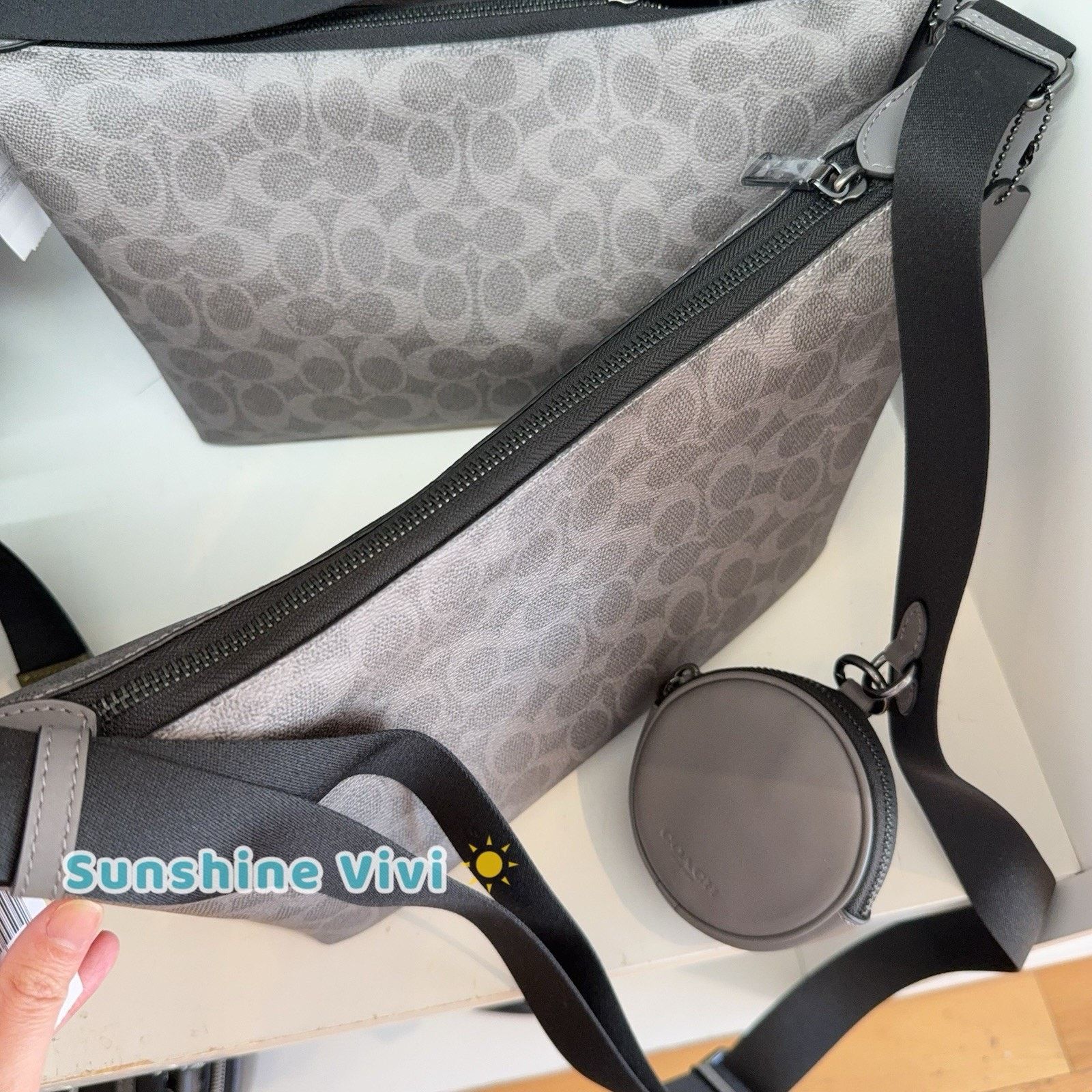 Coach NWT COACH Finn Crossbody Bag Signature CCG21 GREY/CHARCOAL Size ONE SIZE - 5 Thumbnail