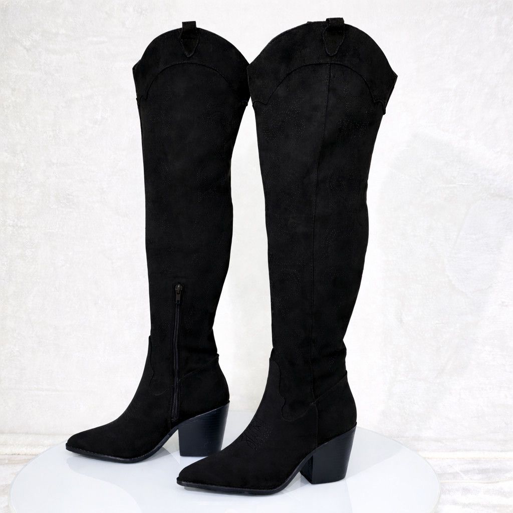 Other Primal 2 Country Western Sexy Black Faux Suede OTK Thigh Hig Size US 11 / IT 41 - 1 Thumbnail
