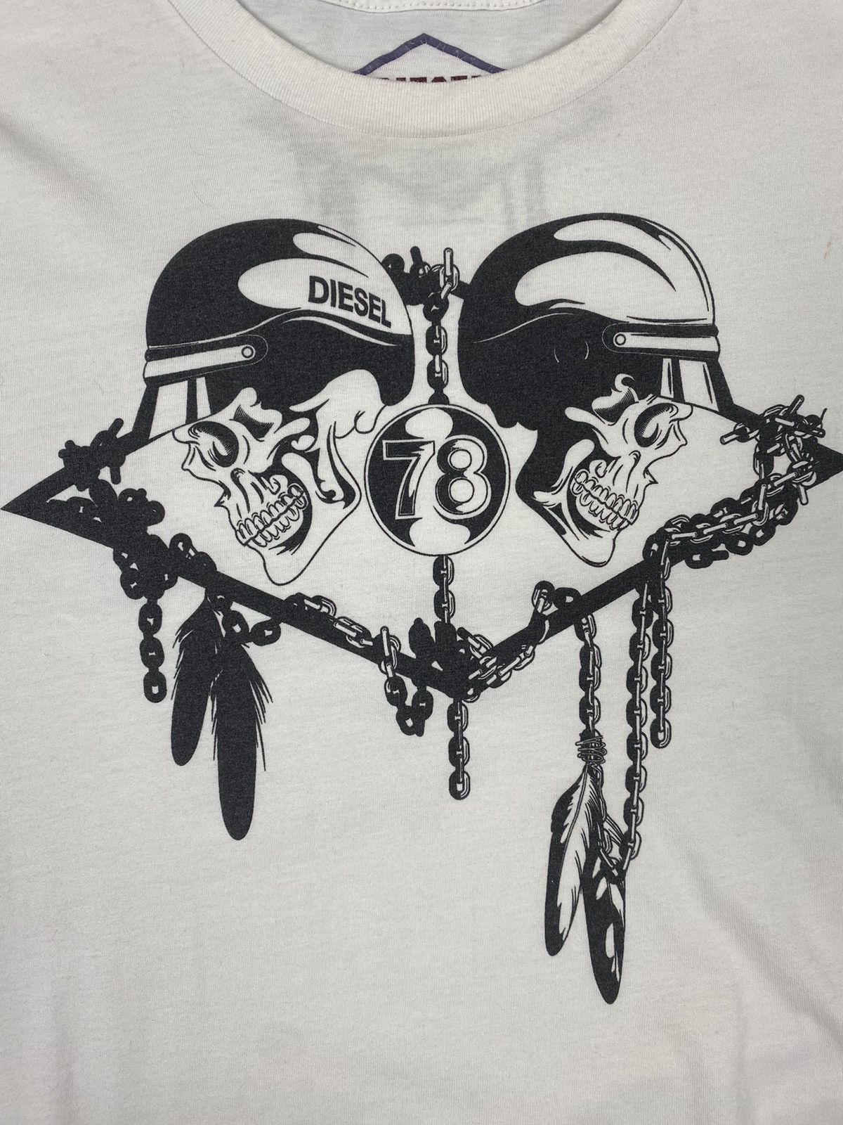Diesel Vintage 00s Diesel Skulls Biker Motorcycle Y2K Tee Size US L / EU 52-54 / 3 - 6 Thumbnail